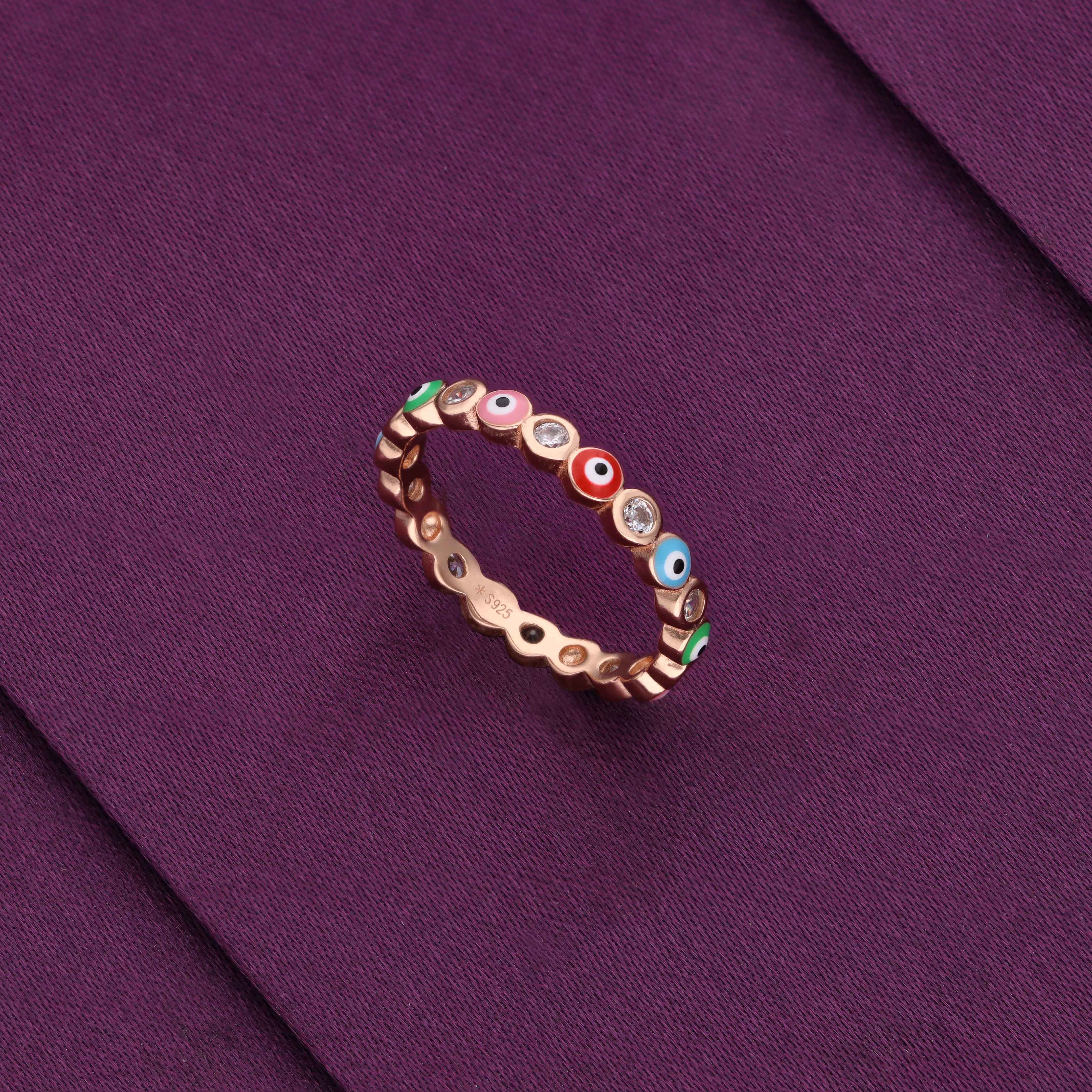 Shining Rainbow Evil Eye Minimal Ring - Image 4