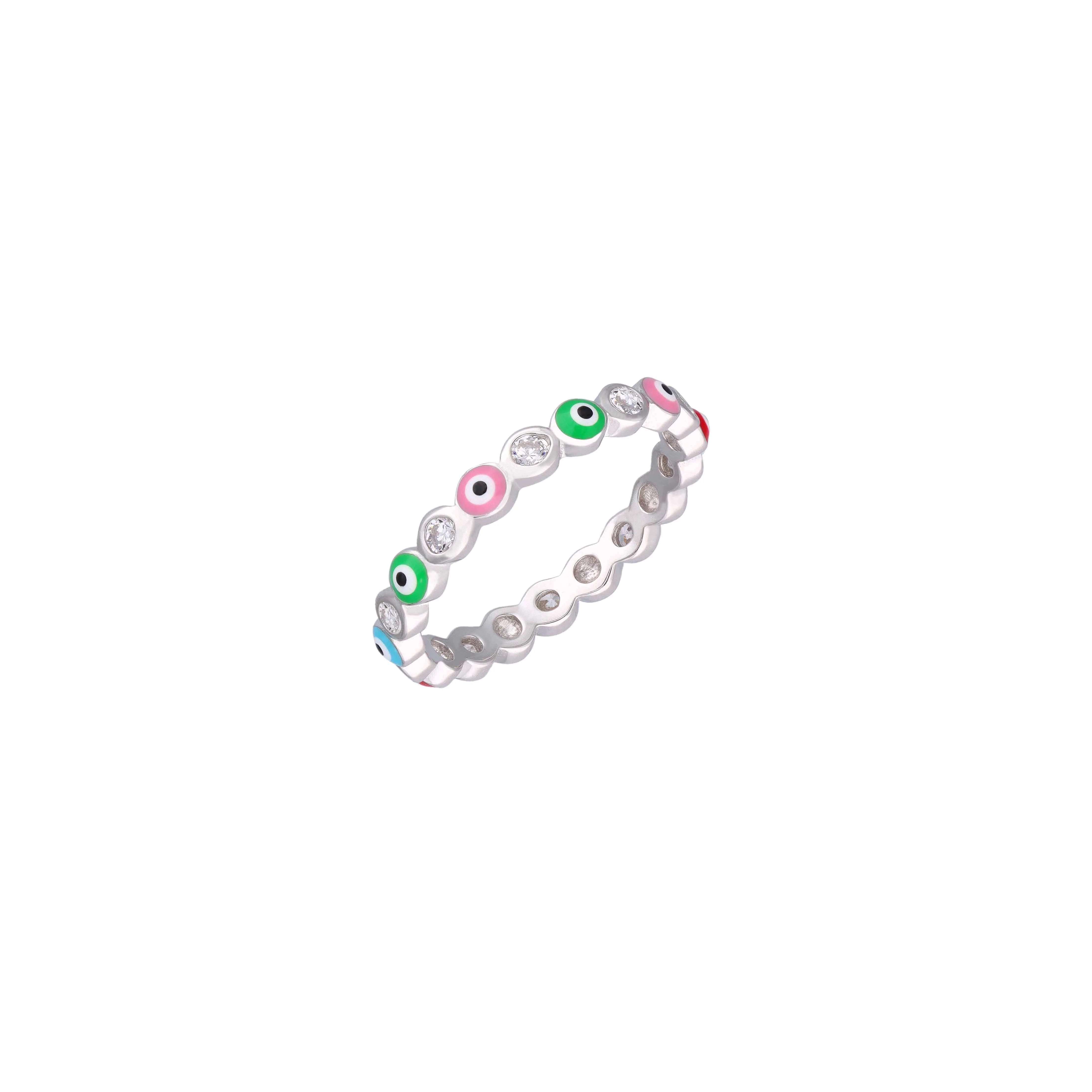 Shining Rainbow Evil Eye Minimal Ring - Image 5