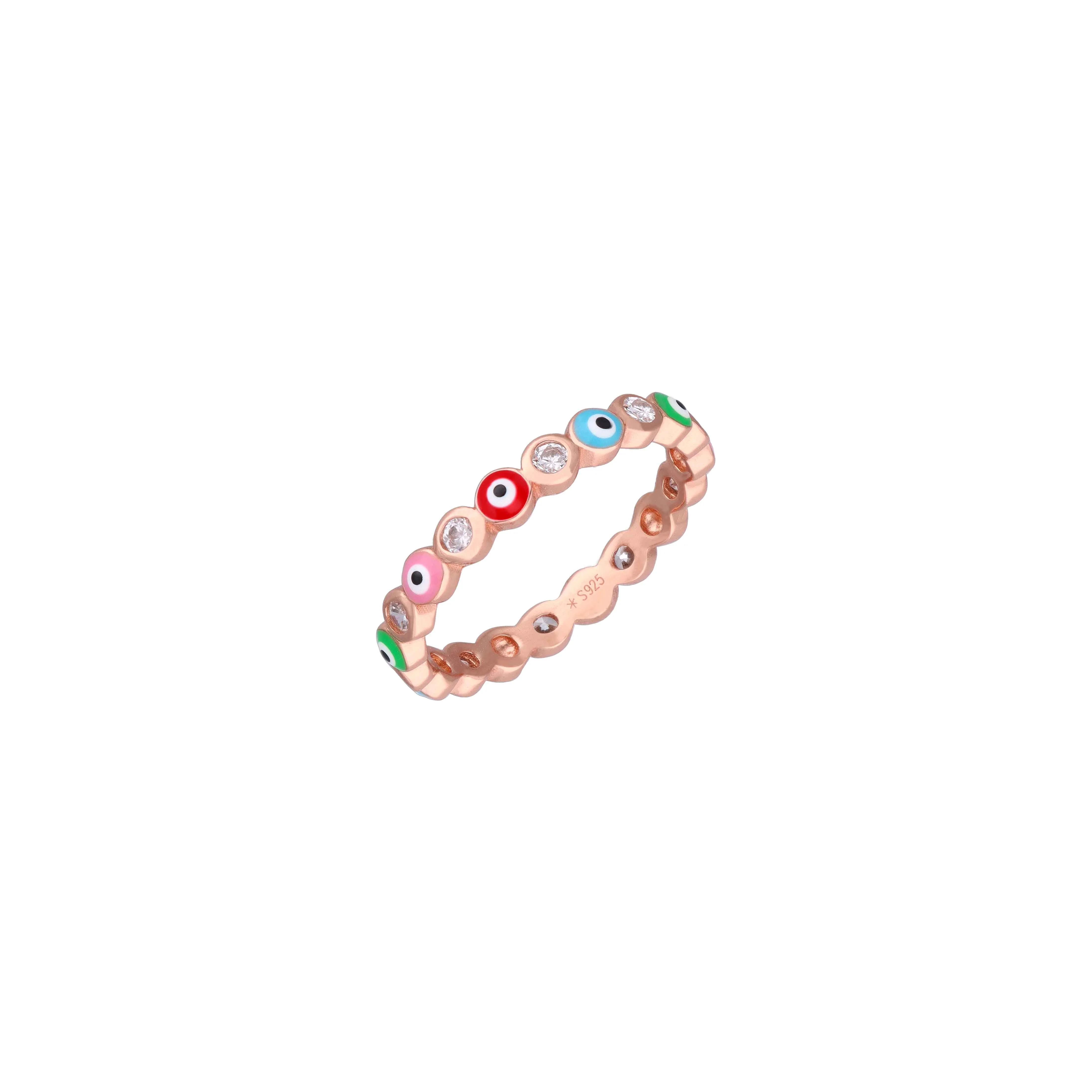 Shining Rainbow Evil Eye Minimal Ring - Image 6