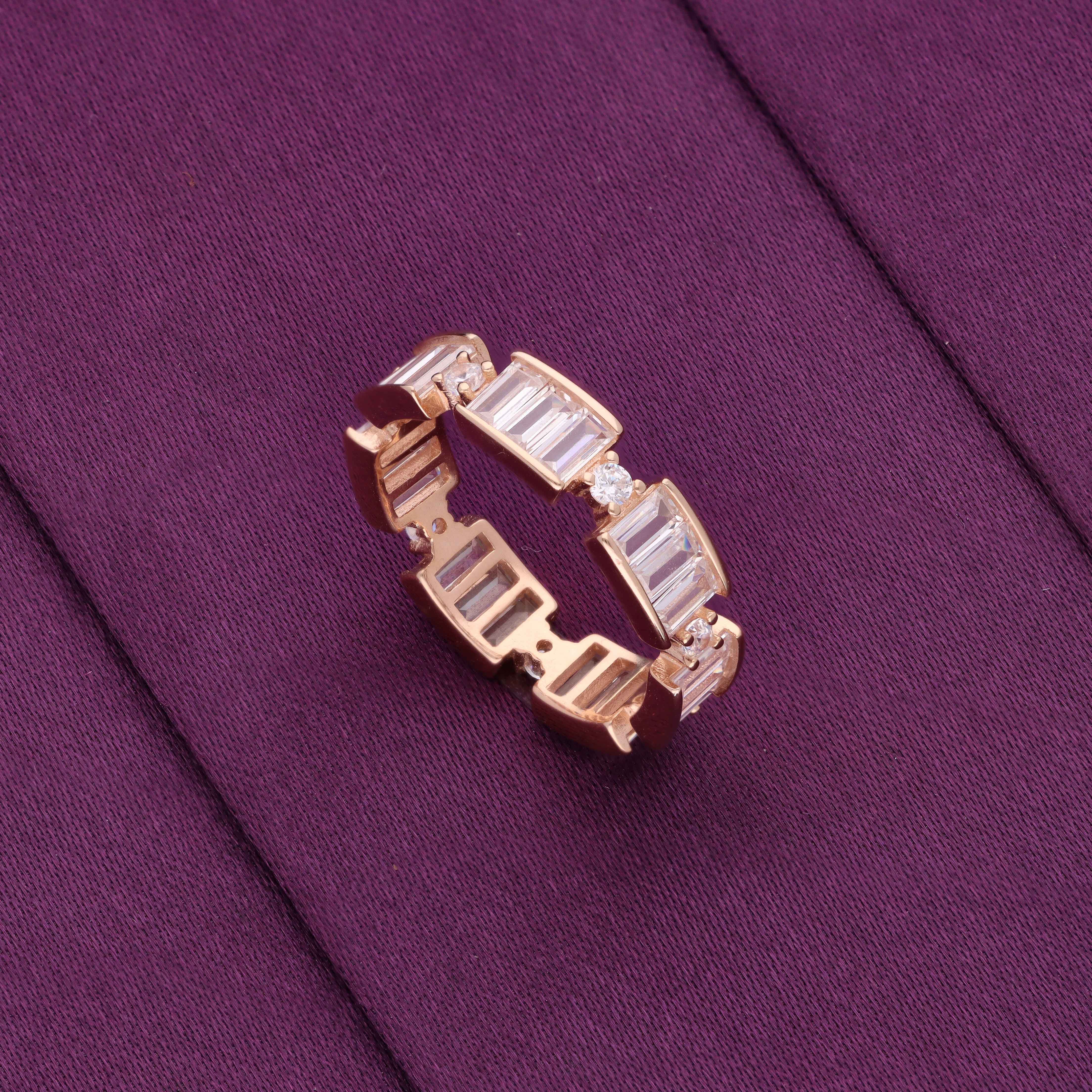 Elegant Sterling Silver Baguette CZ Band Ring - Image 4