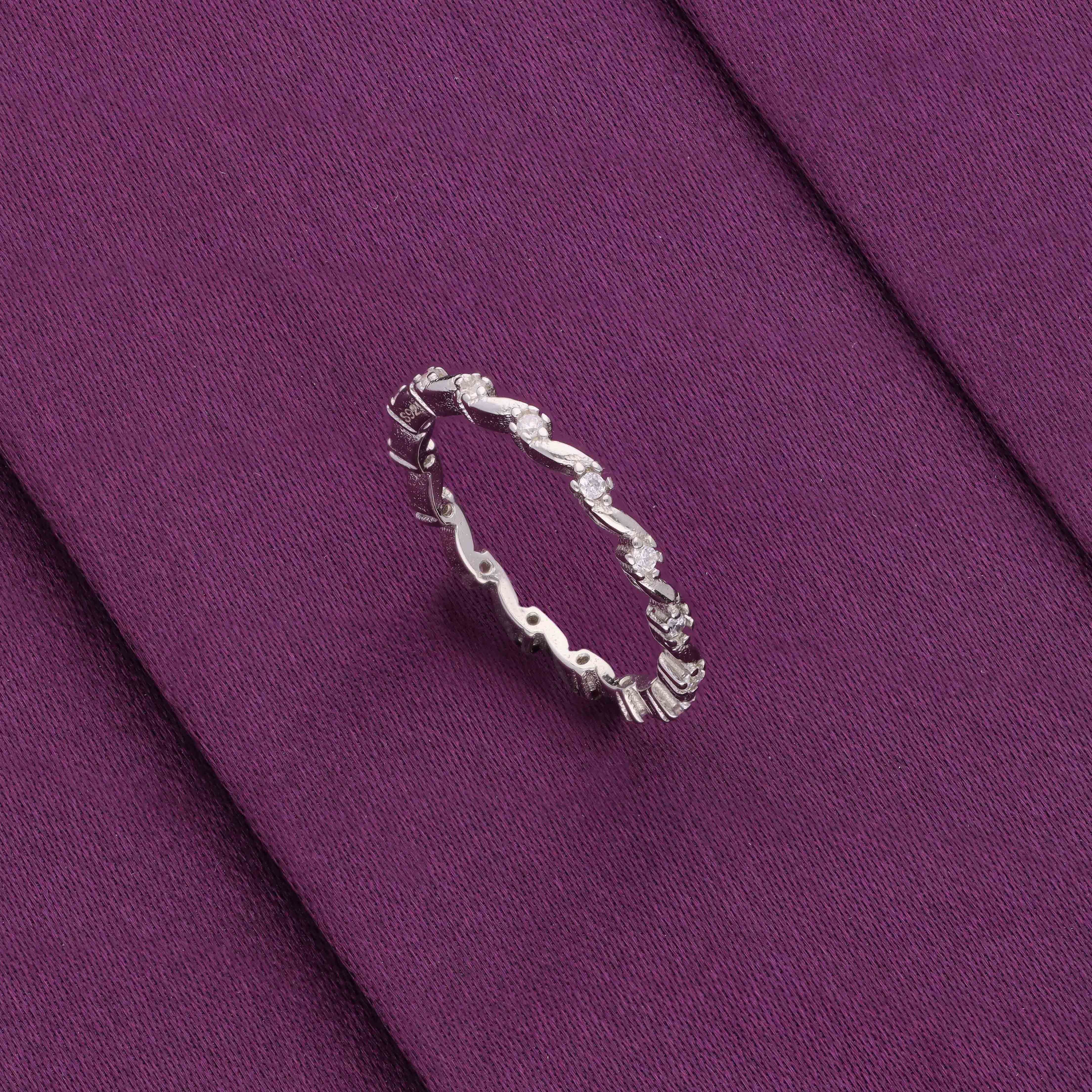 Elegant Sterling Silver Diamond Eternity Band - Image 3