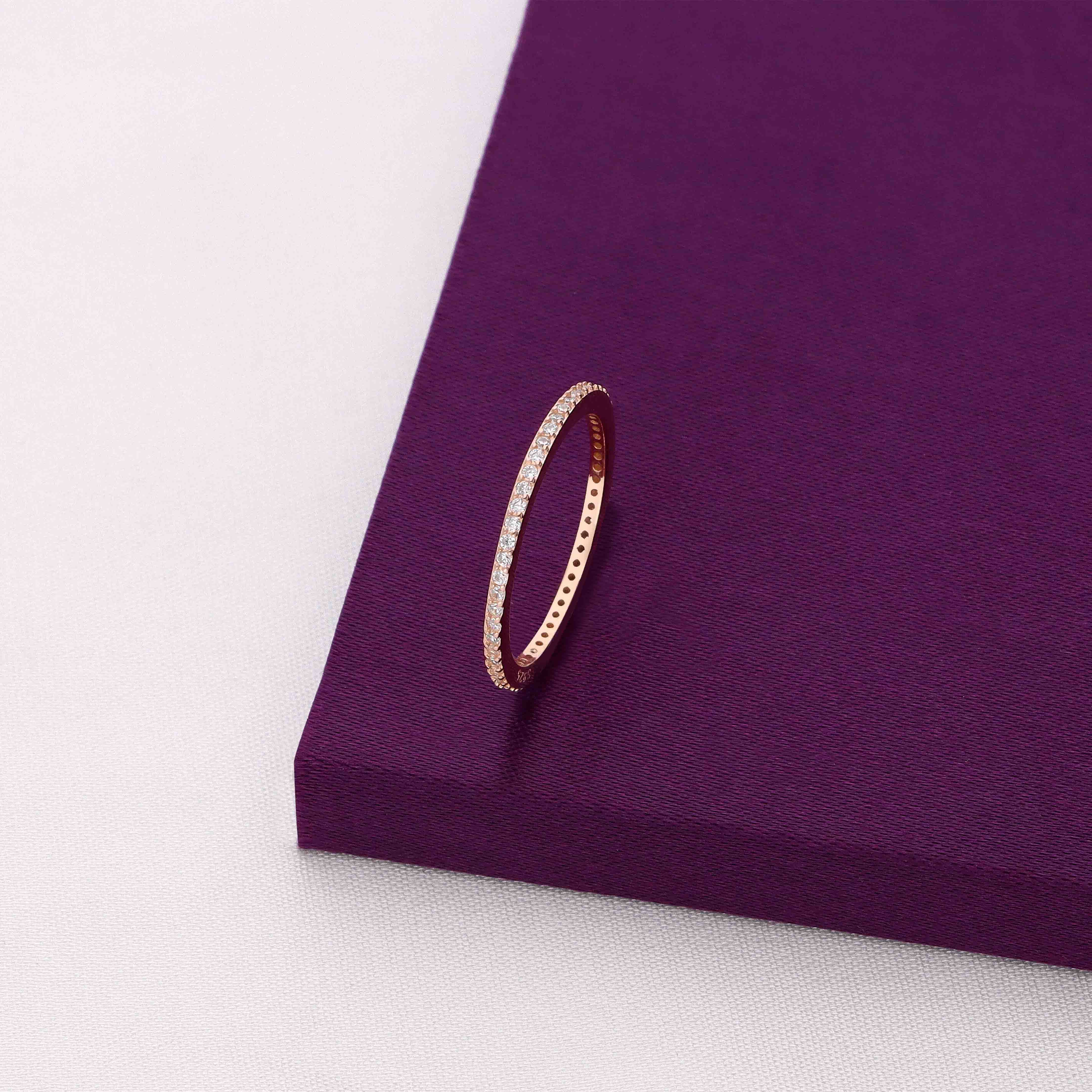 Minimalist Slim Eternity Silver Band Ring - Image 2