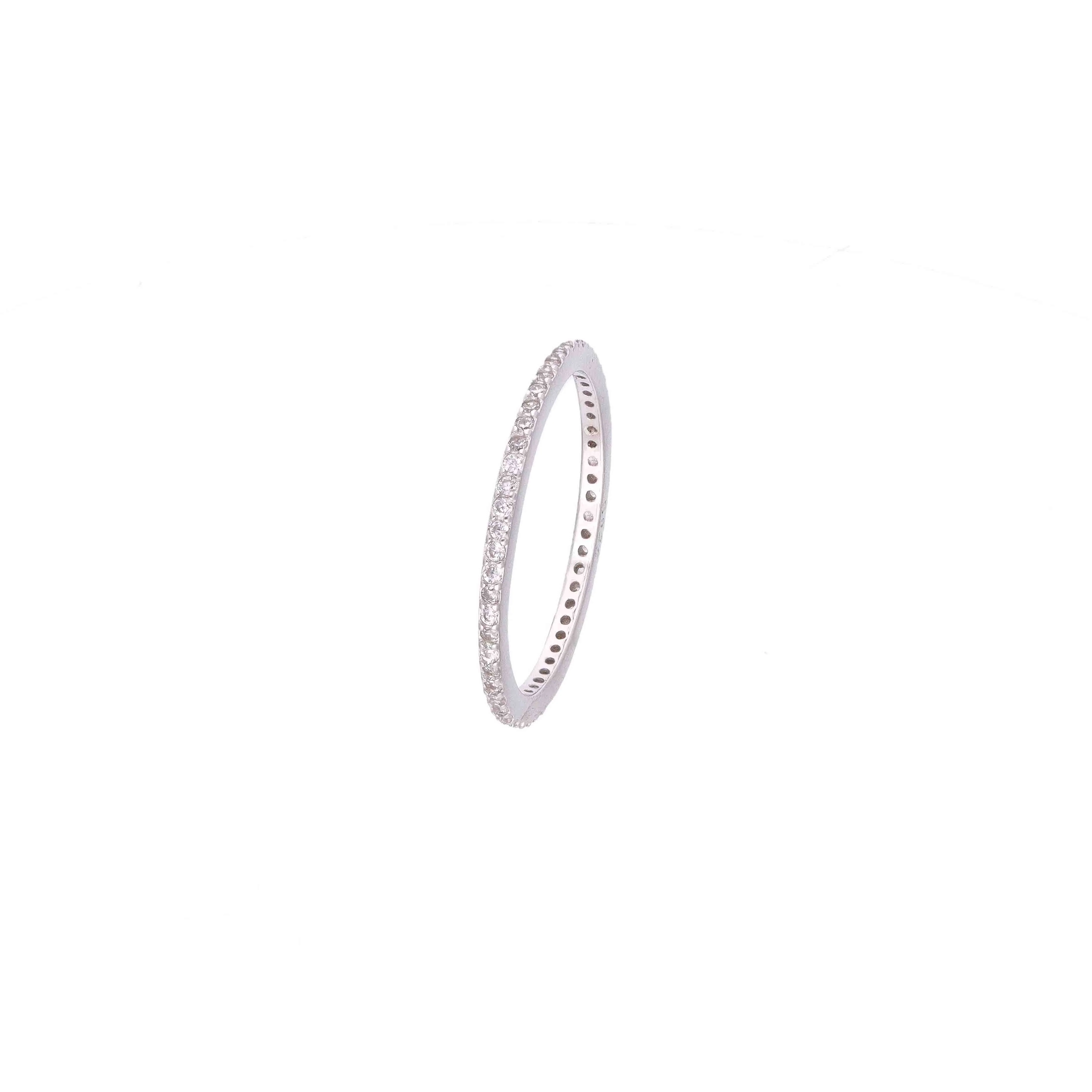 Minimalist Slim Eternity Silver Band Ring - Image 3