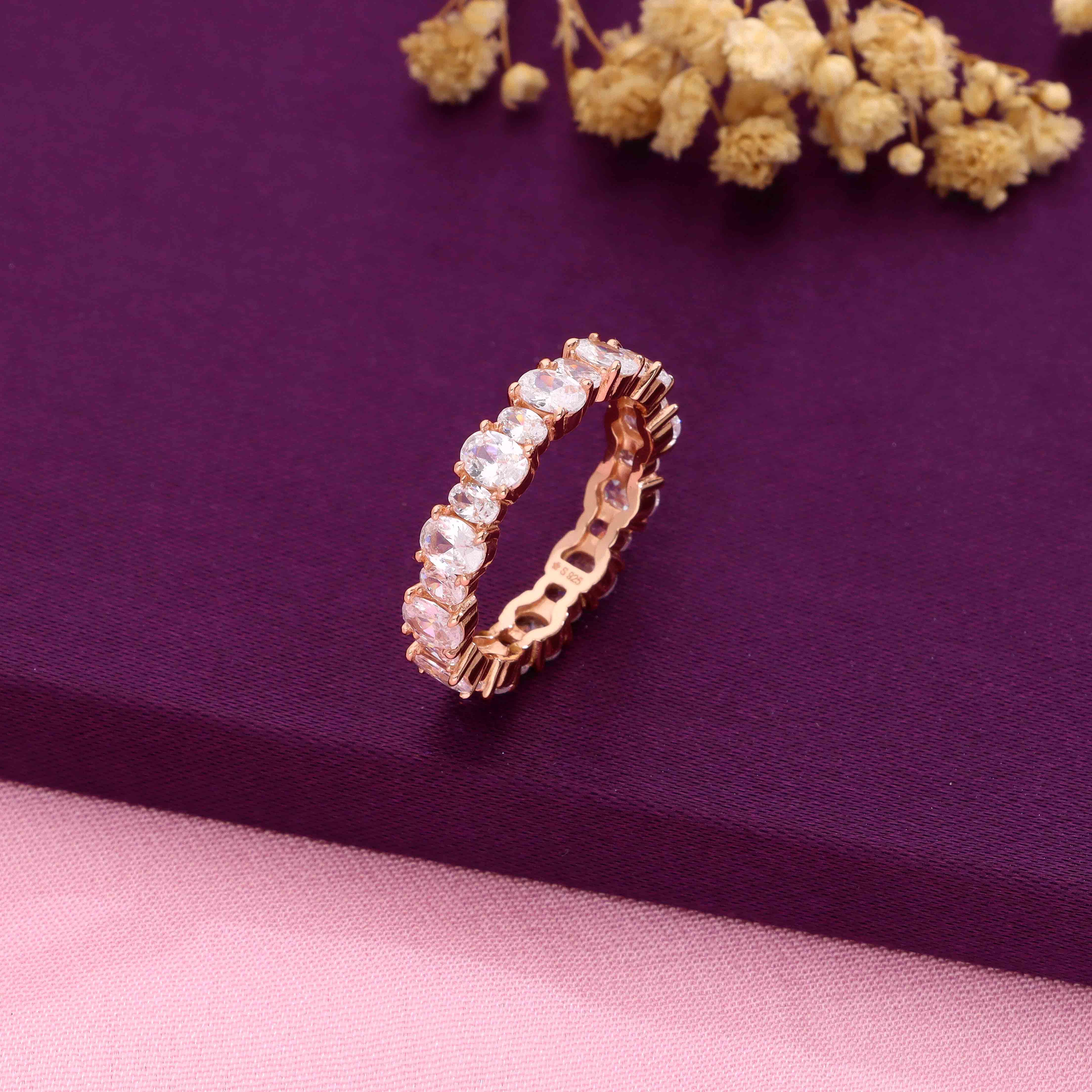 Round Cut Eternity Sterling Silver Band Ring - Image 2
