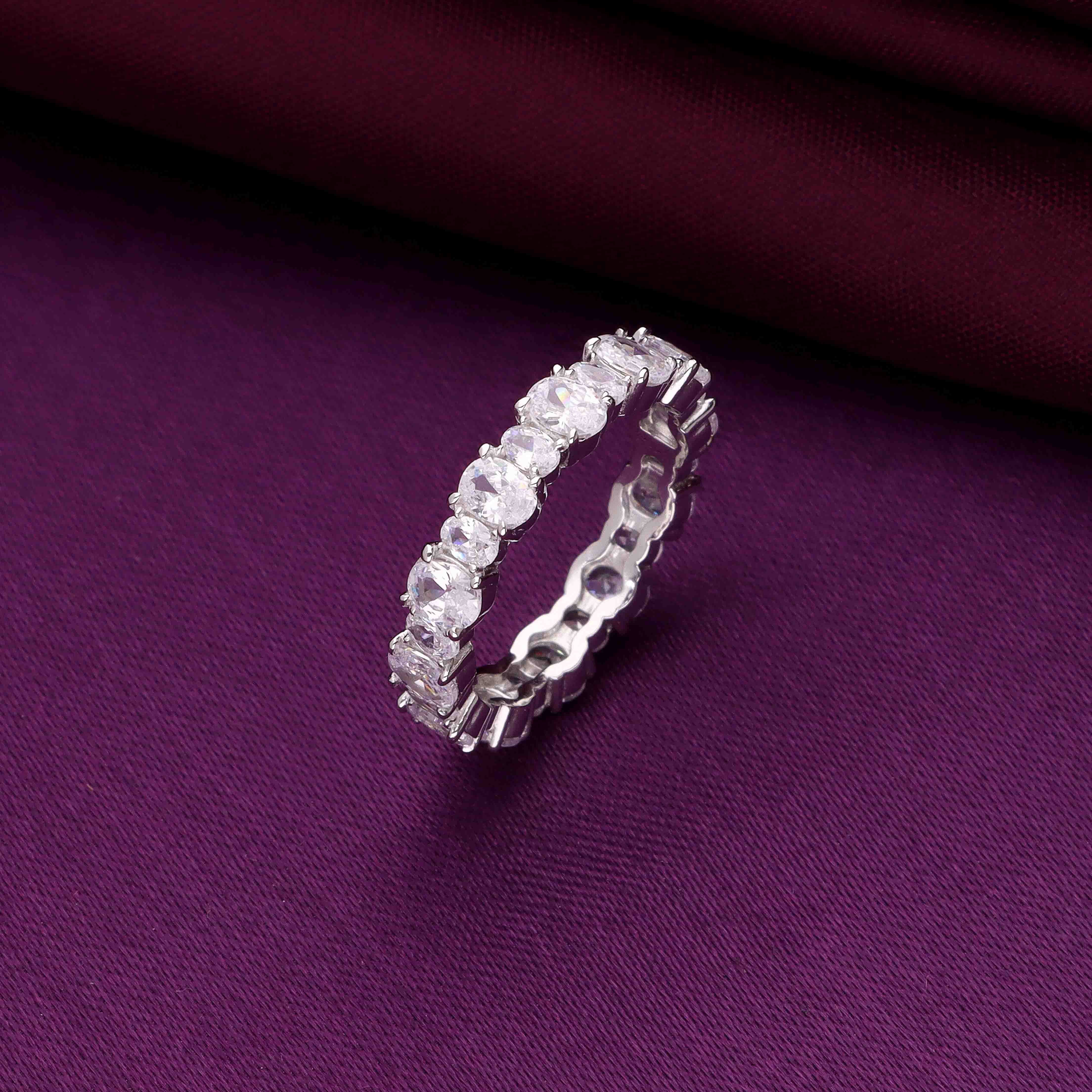 Round Cut Eternity Sterling Silver Band Ring - Image 3