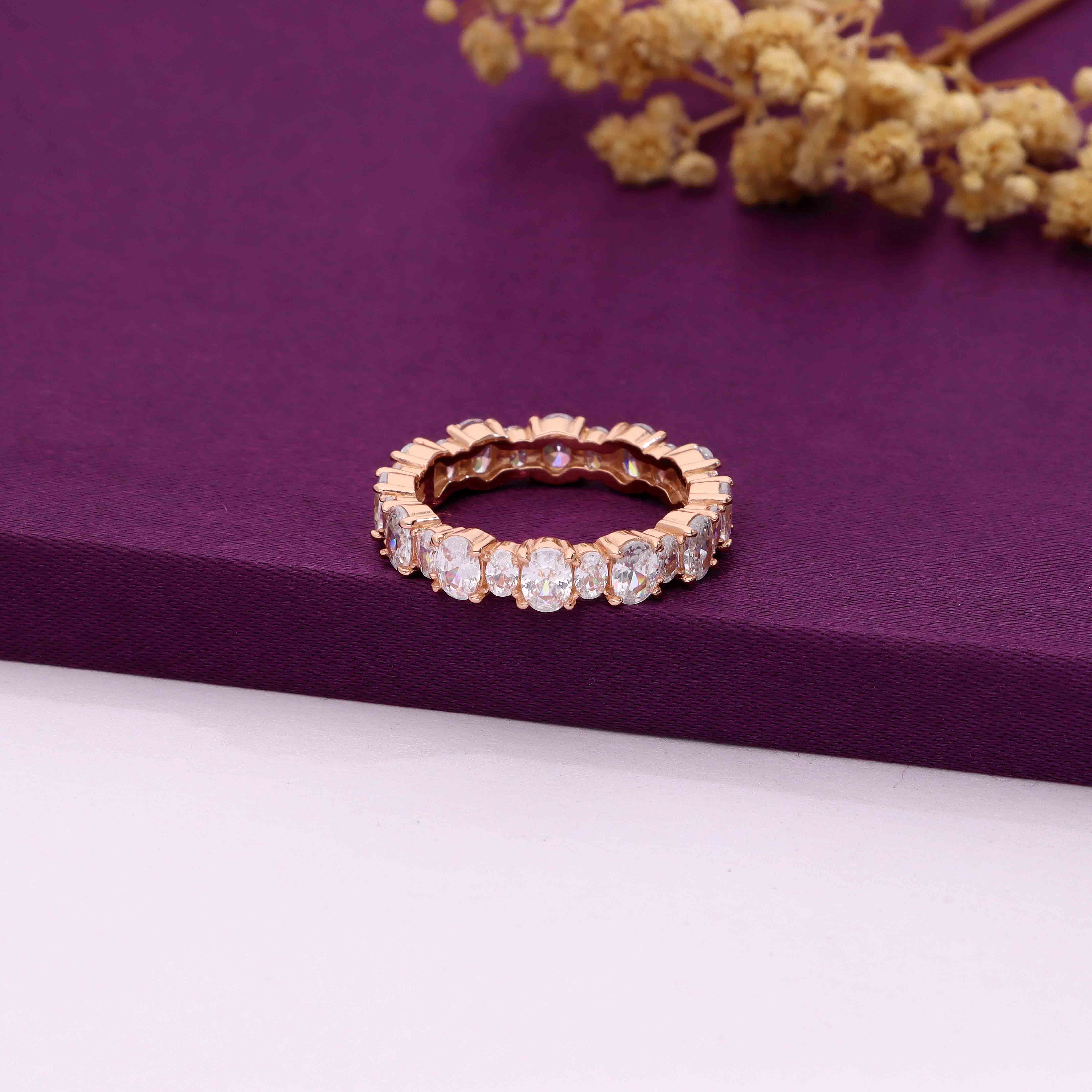 Round Cut Eternity Sterling Silver Band Ring - Image 4