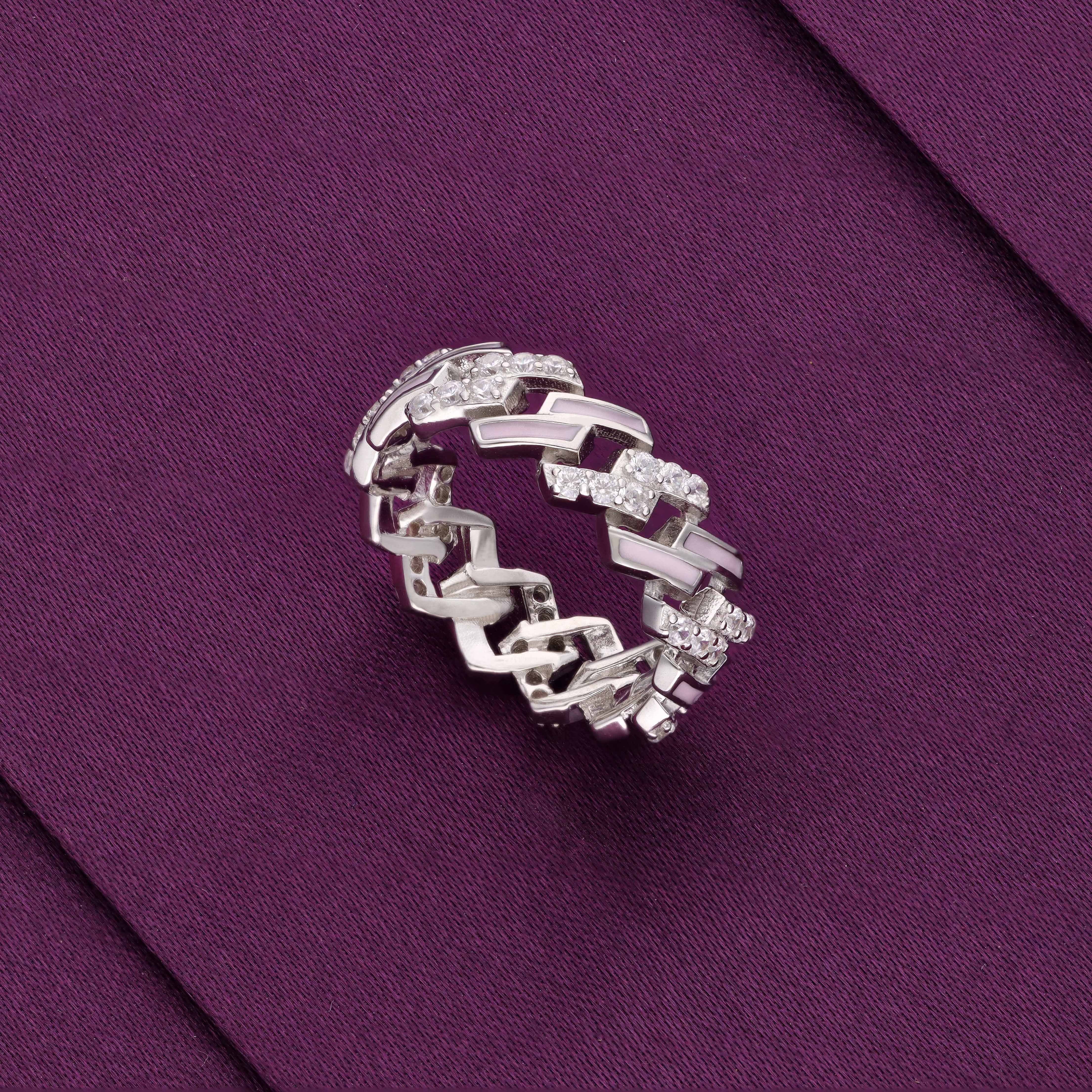 Classic Cuban Band Silver Ring - Image 4