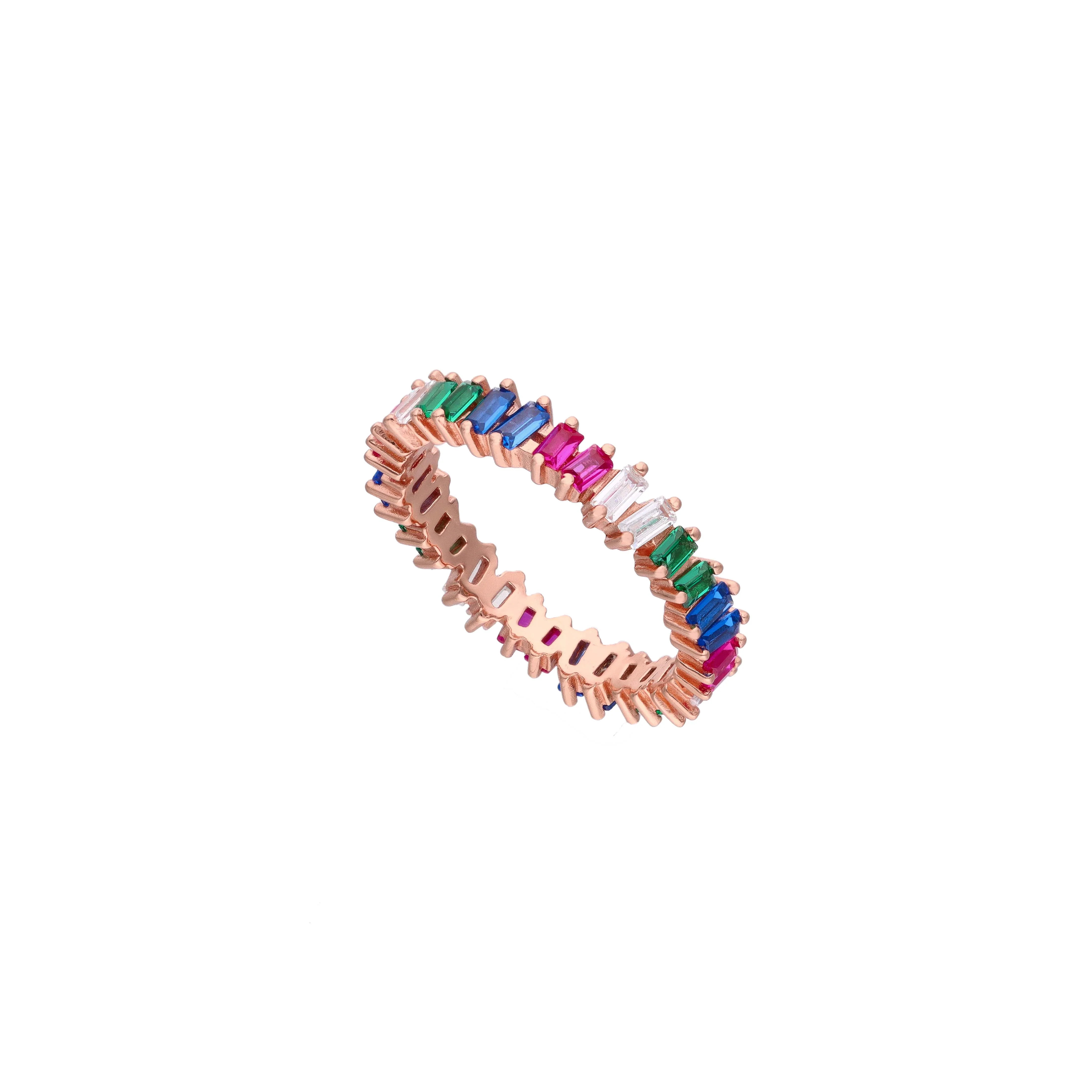 Crystalline Charm Baguette Band Silver Ring - Image 10