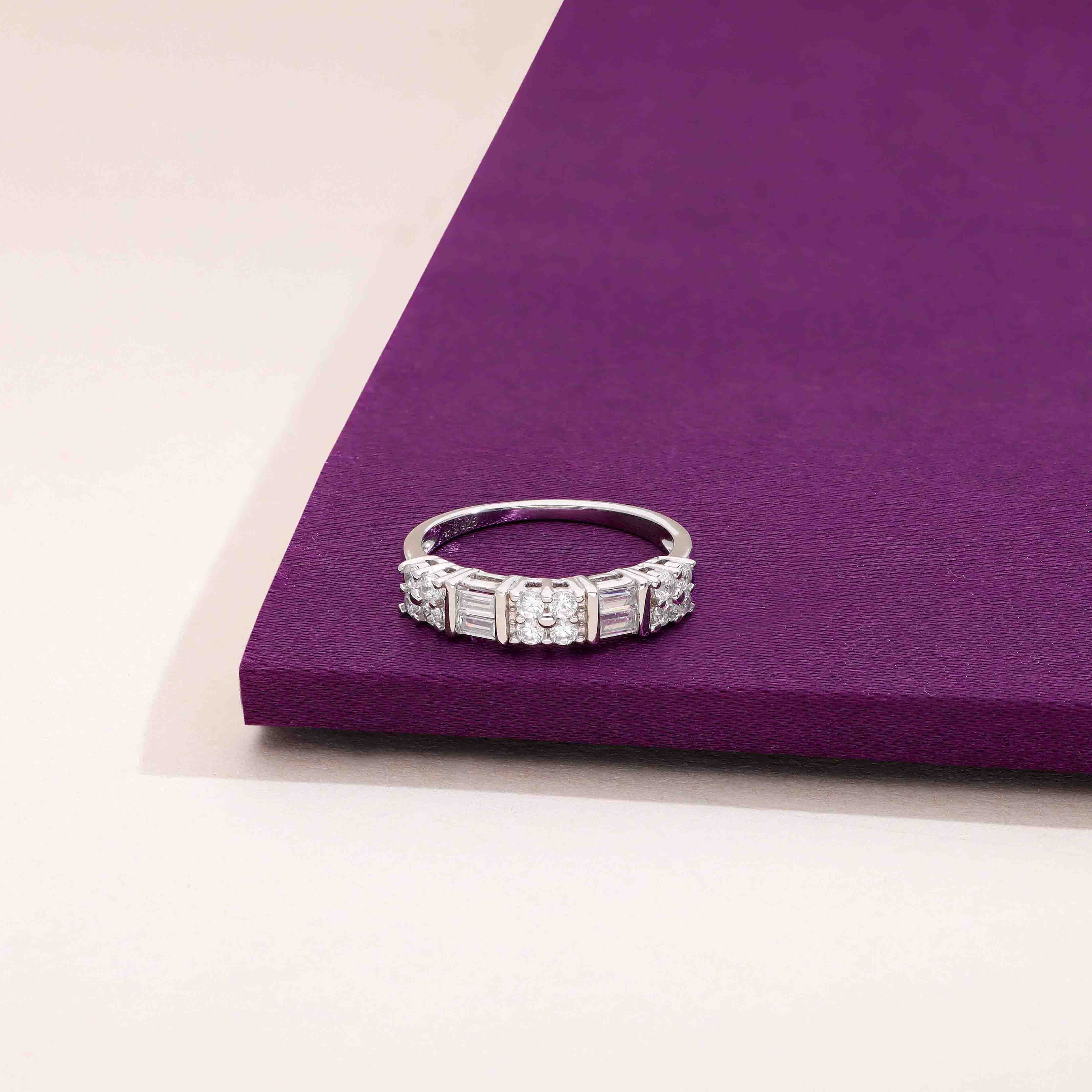 Stylized Royale Zircon Studded Silver Ring - Image 7