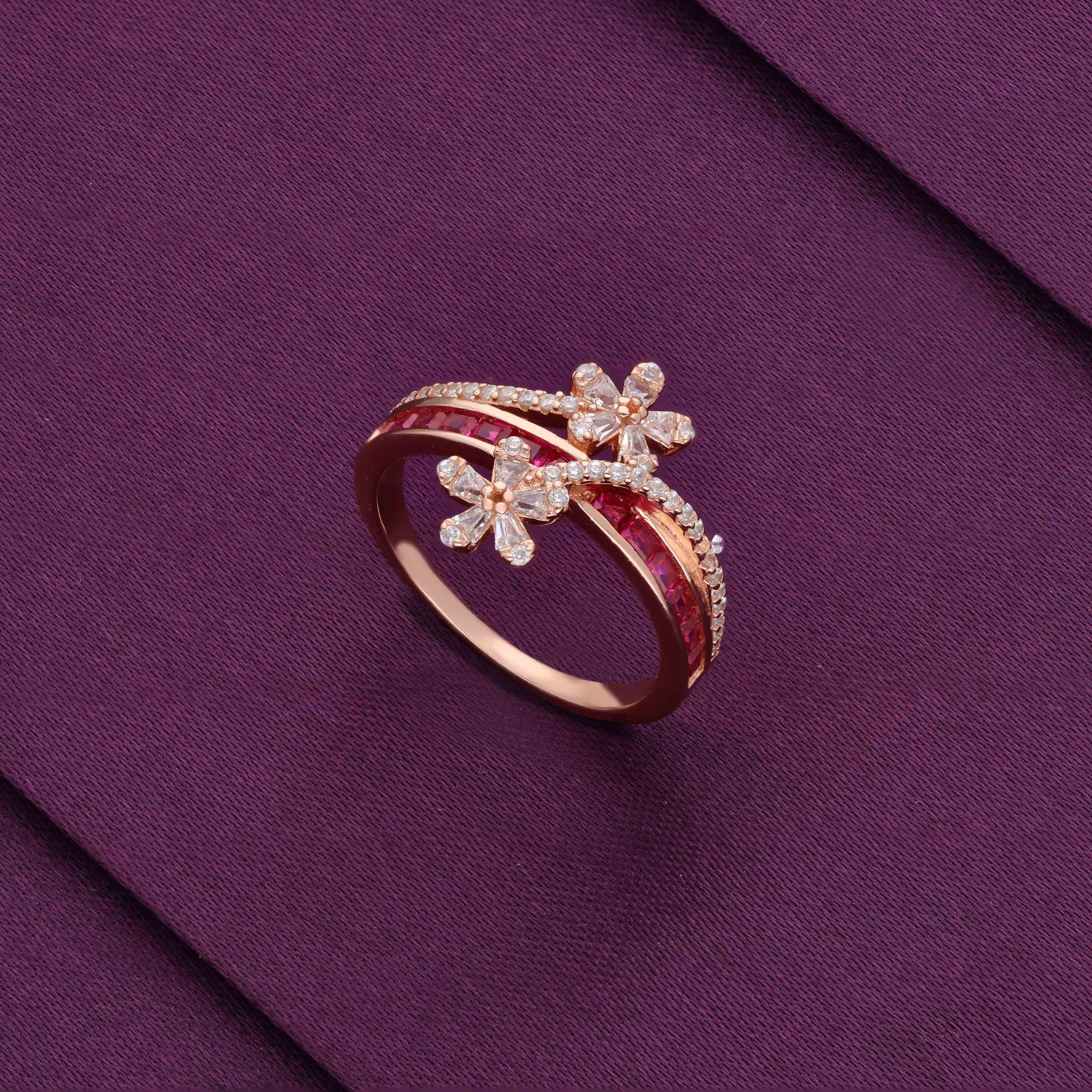 Floral Diamante Delights Silver Ring - Image 6
