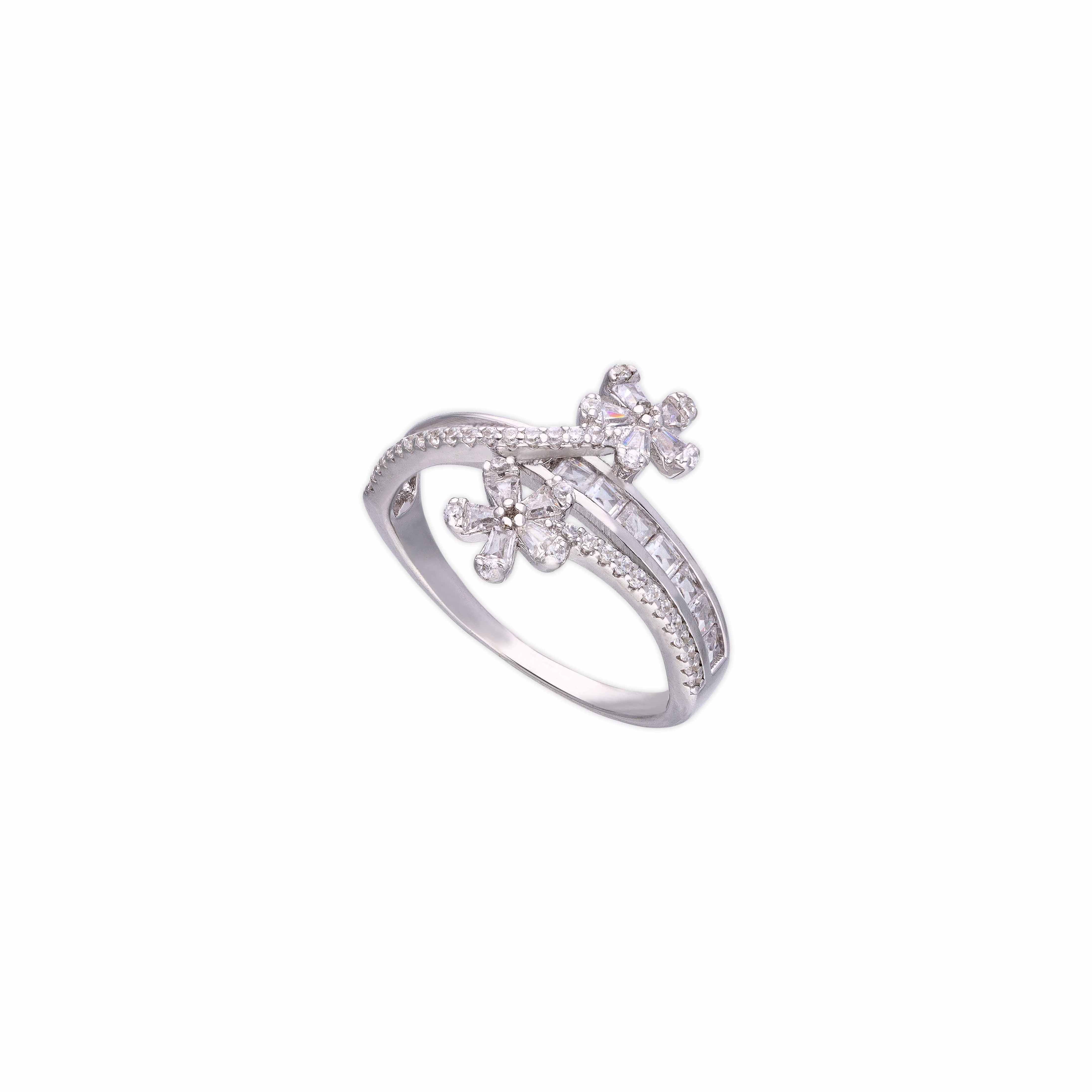 Floral Diamante Delights Silver Ring - Image 7