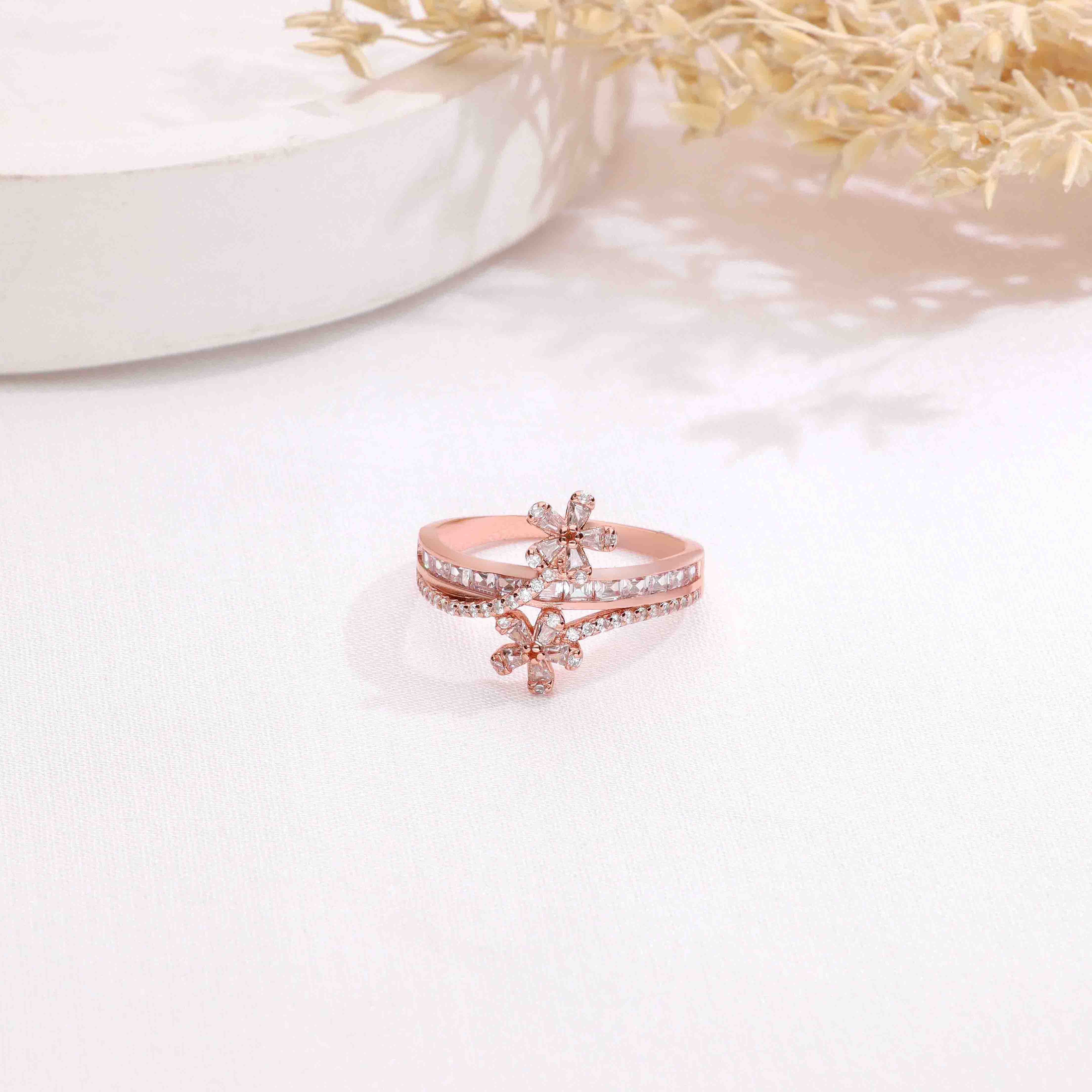 Floral Diamante Delights Silver Ring - Image 9