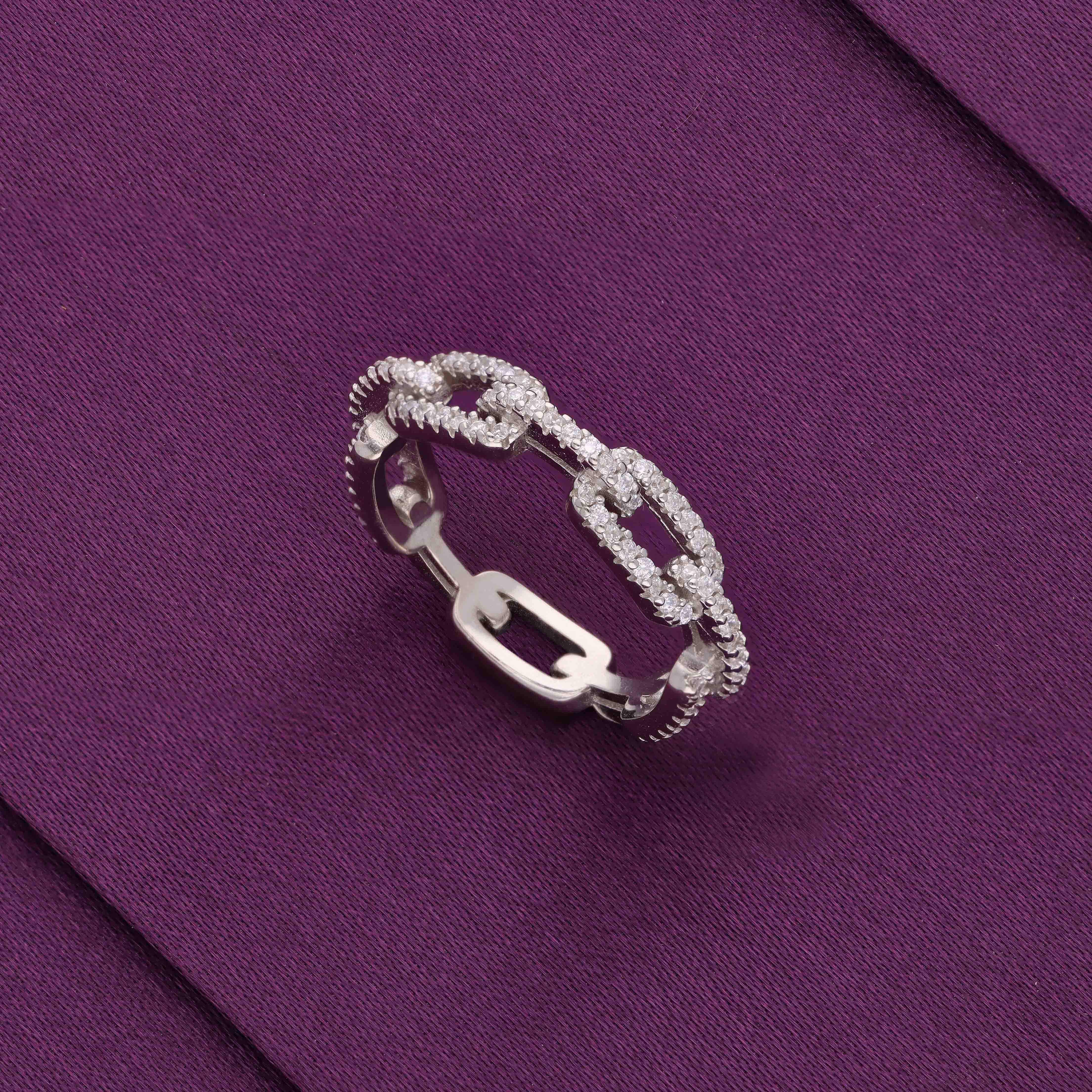 Chic Zircon Studded Link Ring - Image 3