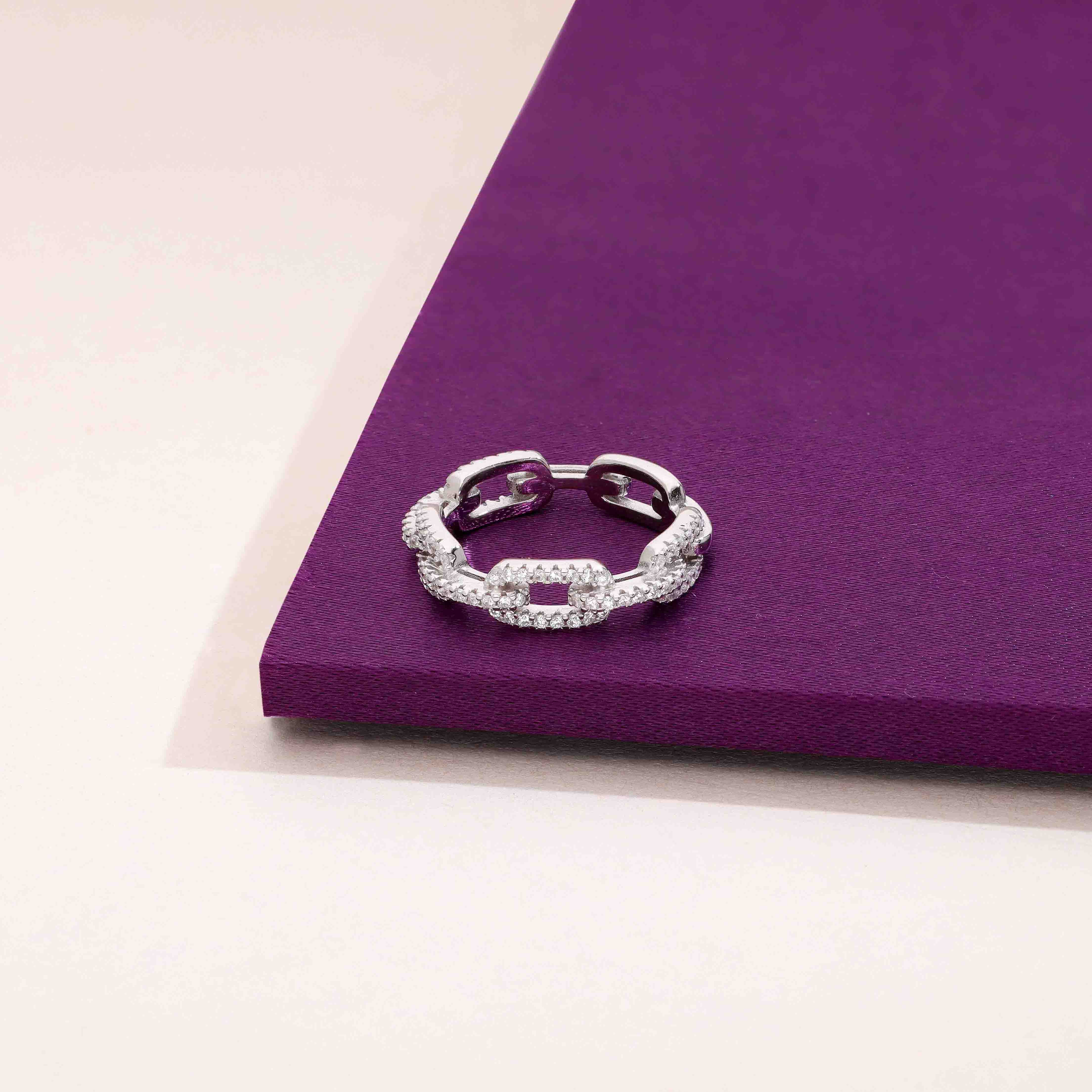 Chic Zircon Studded Link Ring - Image 6