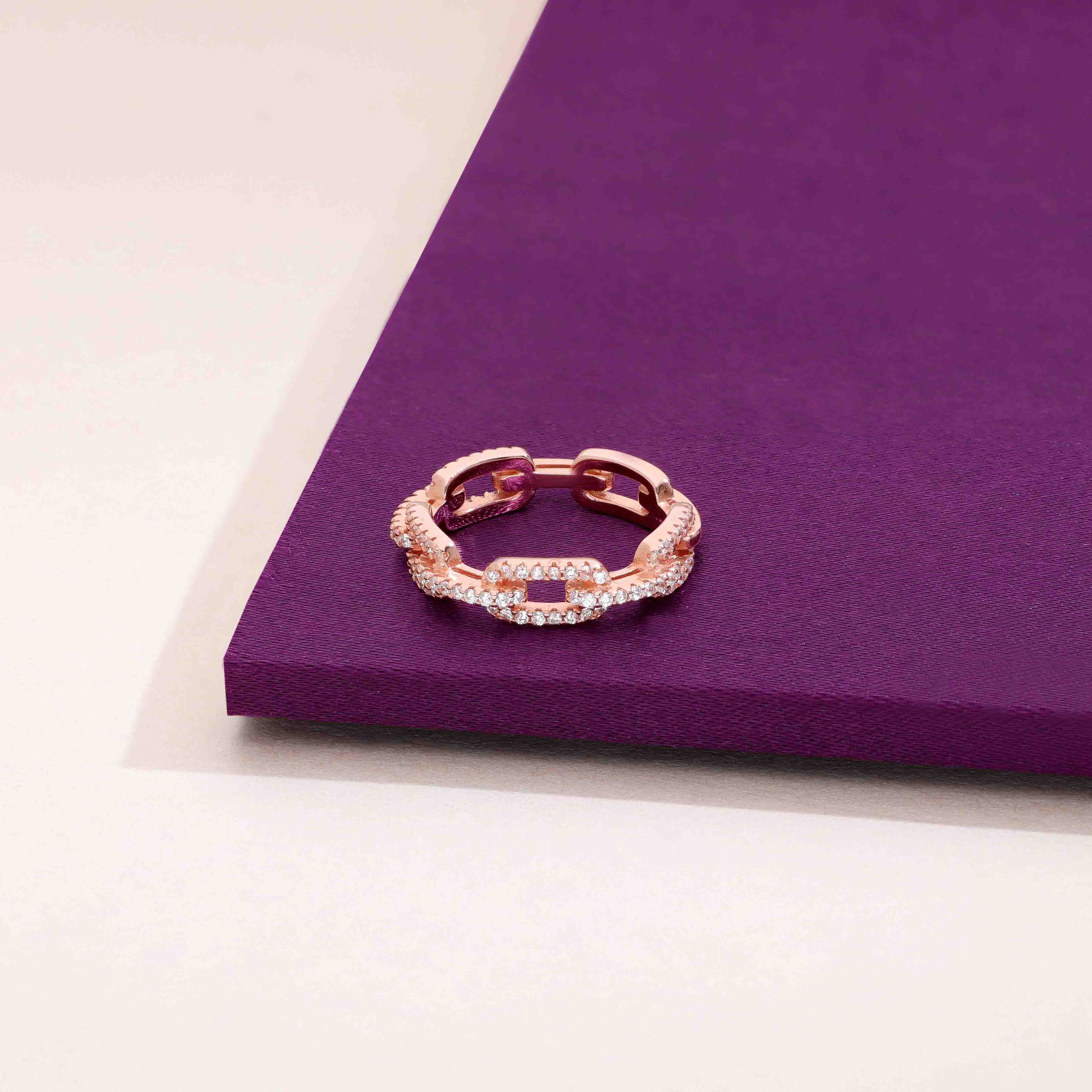 Chic Zircon Studded Link Ring - Image 7