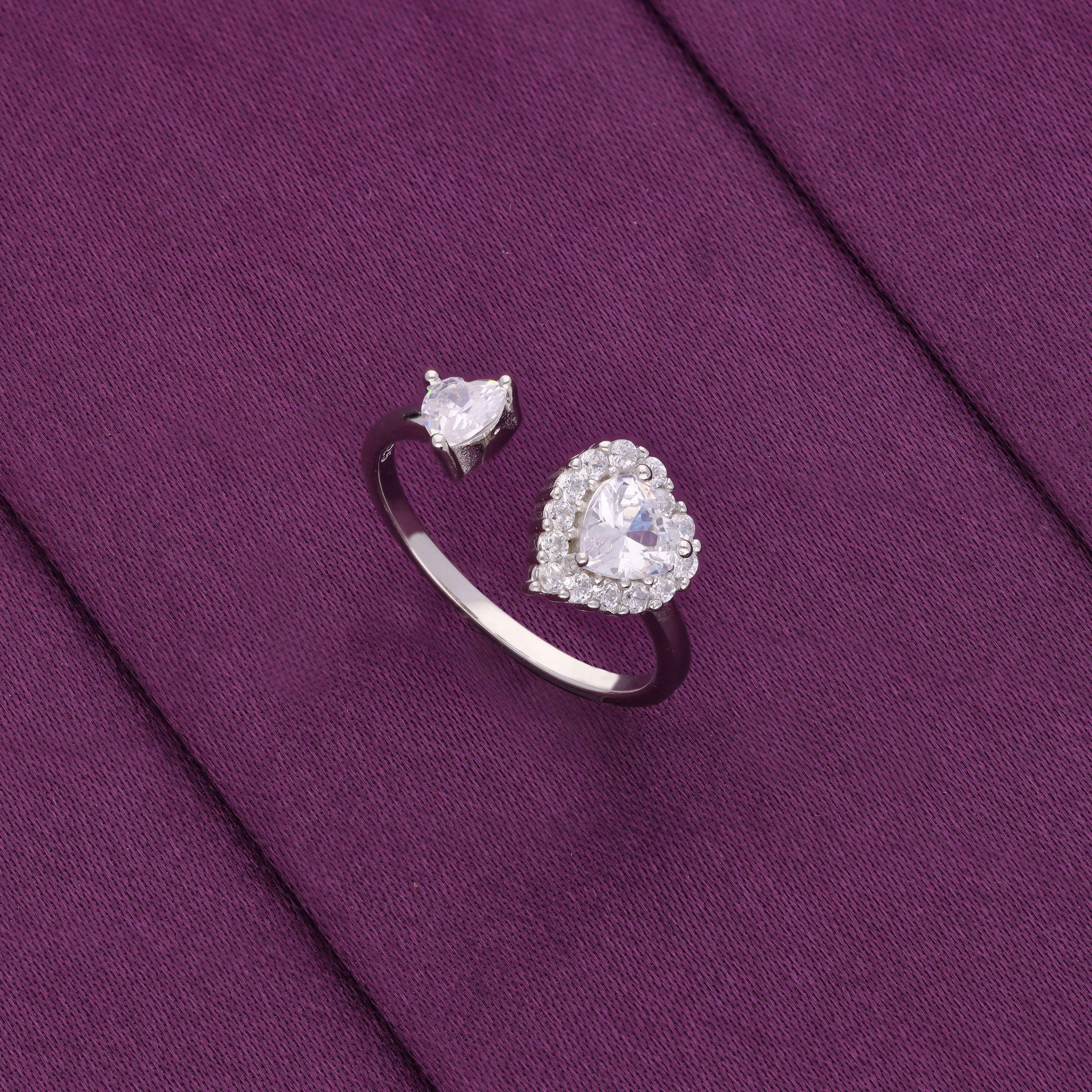 Twin Hearts Sterling Silver Promise Ring - Image 3