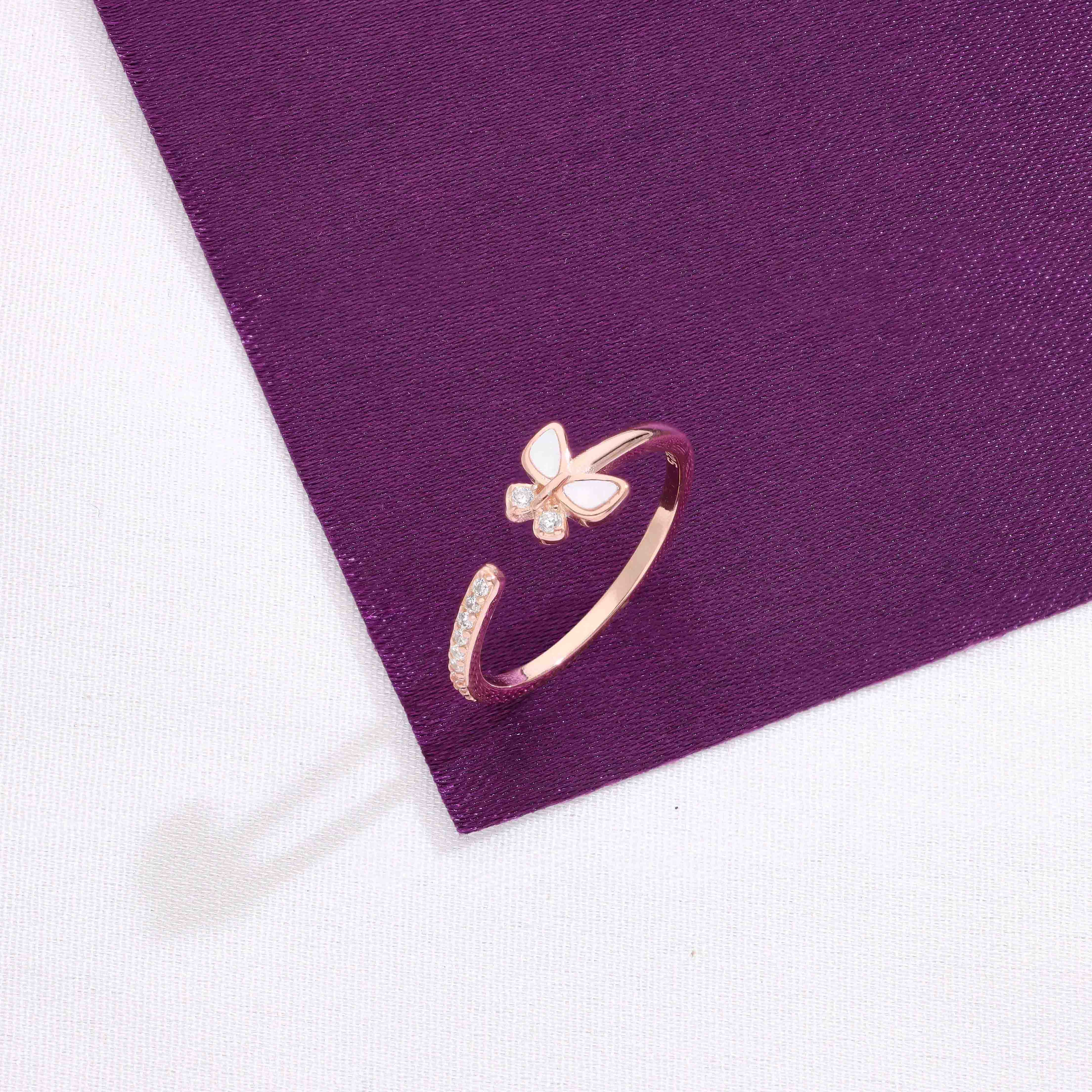 BUTTERFLY SPARKLE SILVER CASUAL MINIMAL RING - Image 2