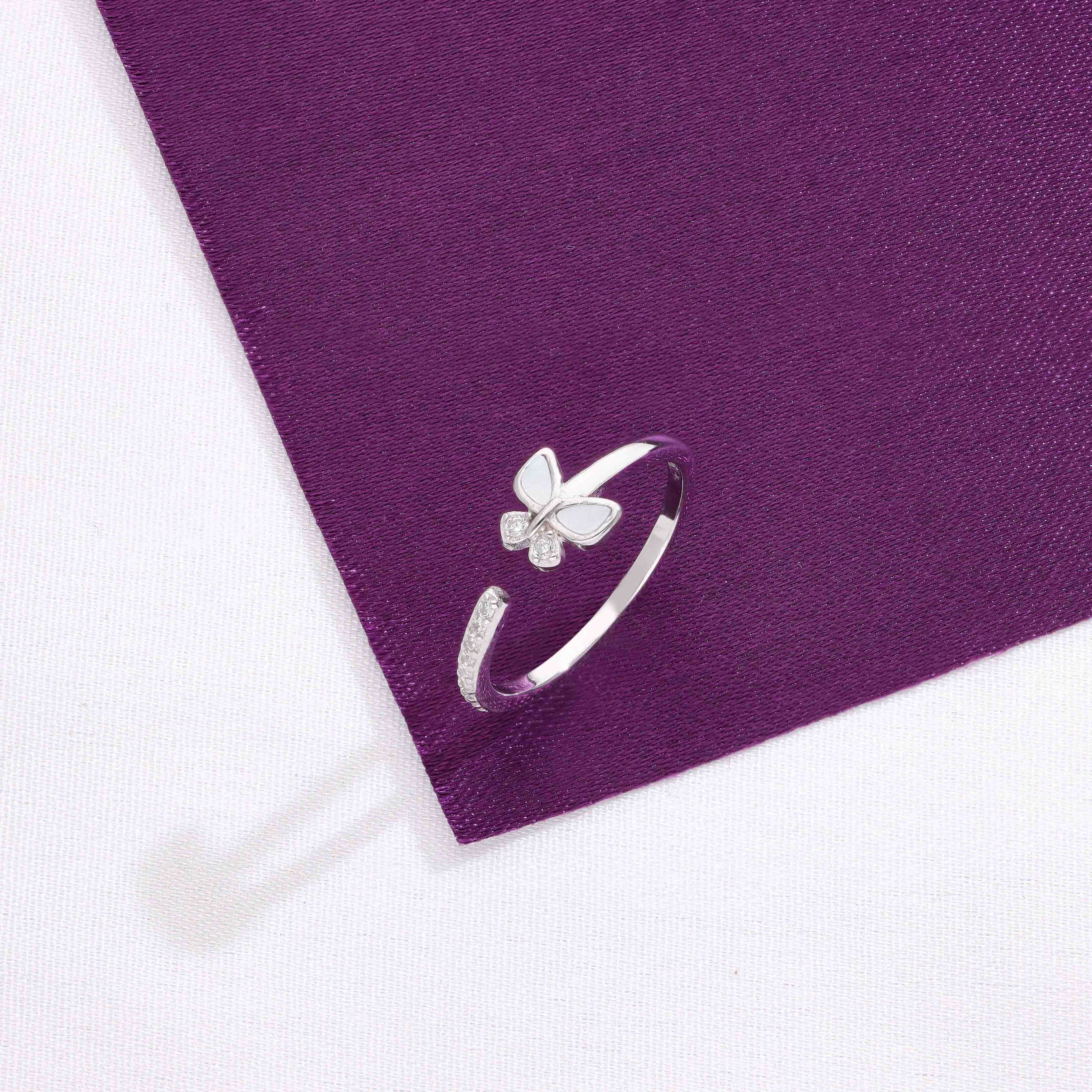 BUTTERFLY SPARKLE SILVER CASUAL MINIMAL RING - Image 5