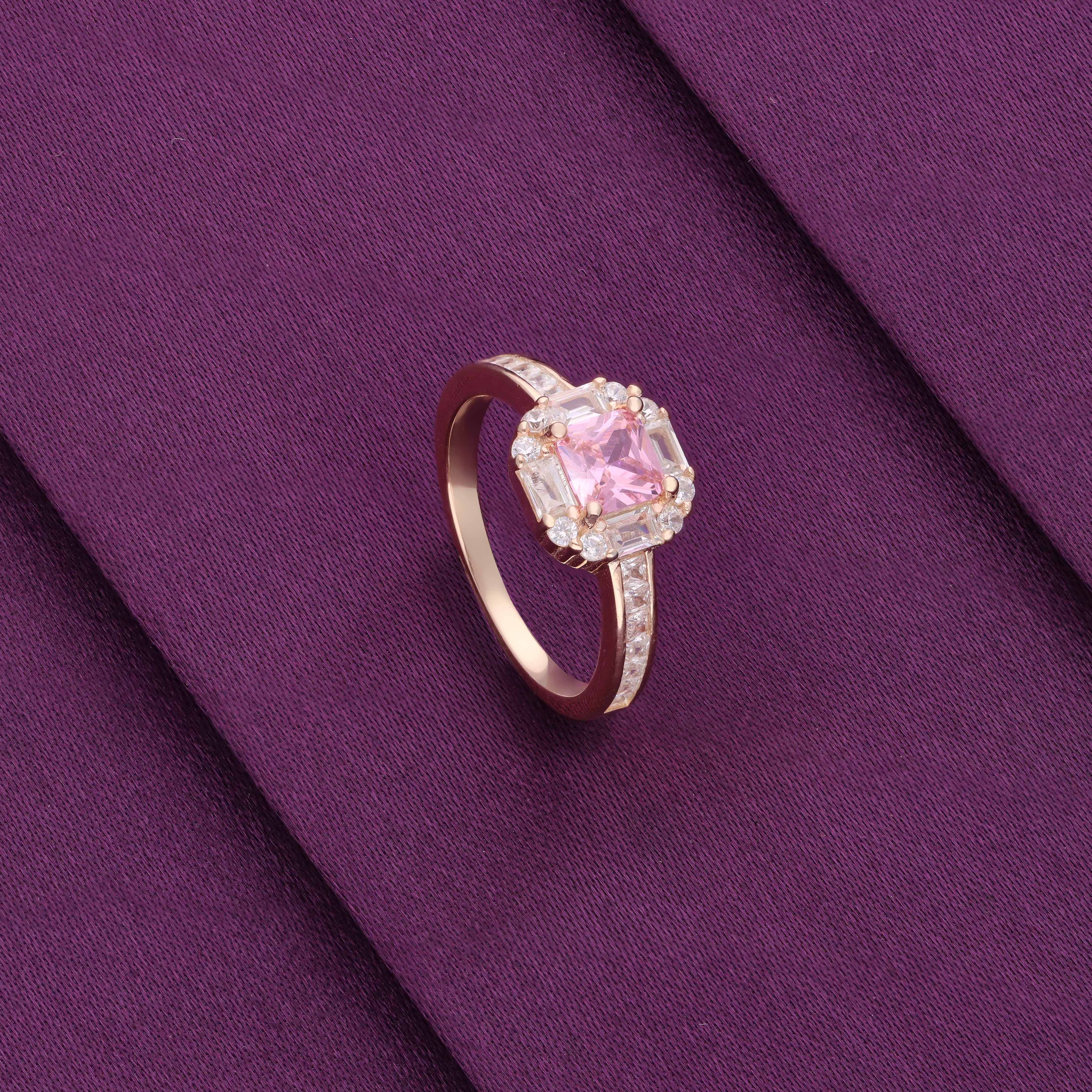 Sterling Silver Pink Solitaire Minimal Ring - Image 4
