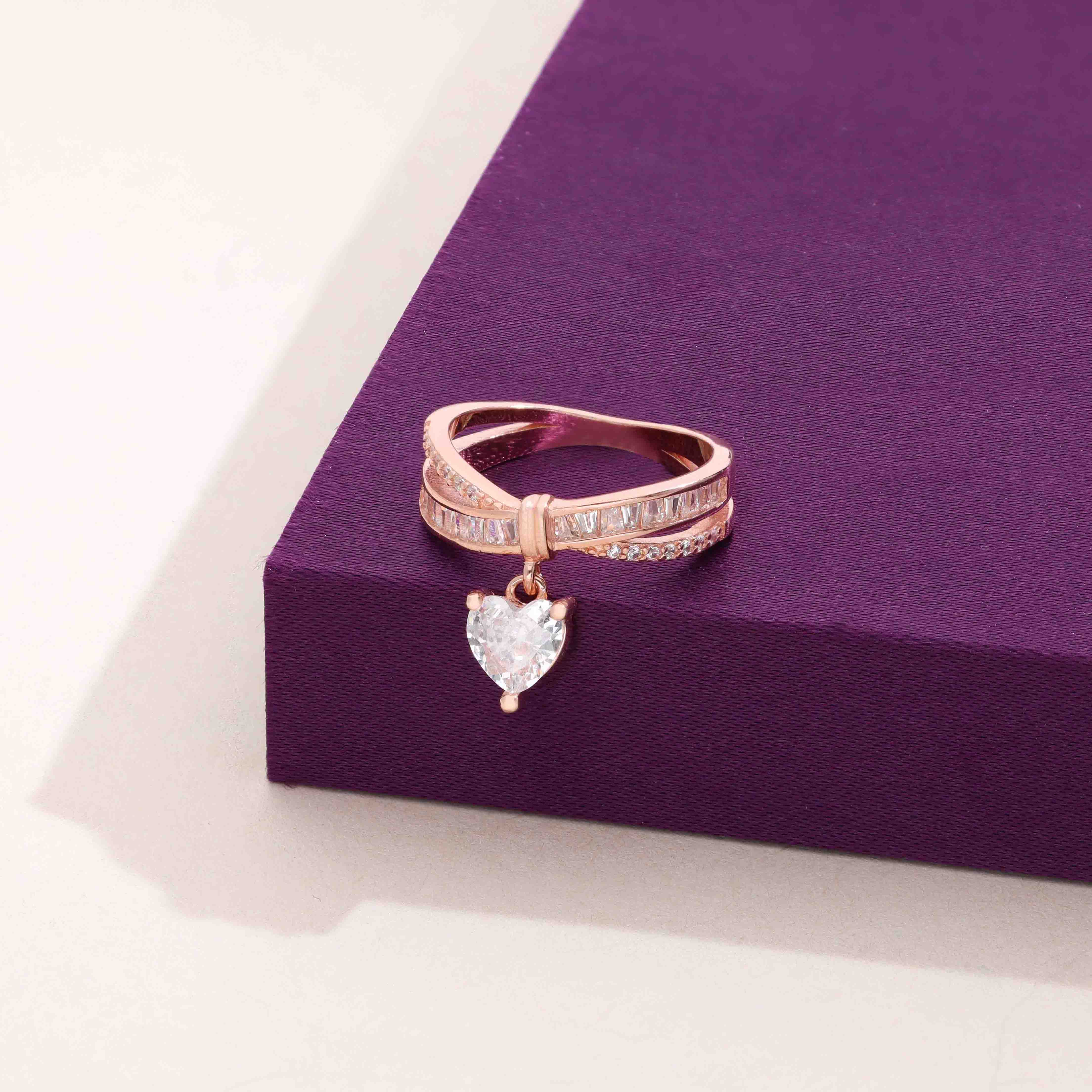 Heart Solitaire Drop Minimal Ring - Image 2