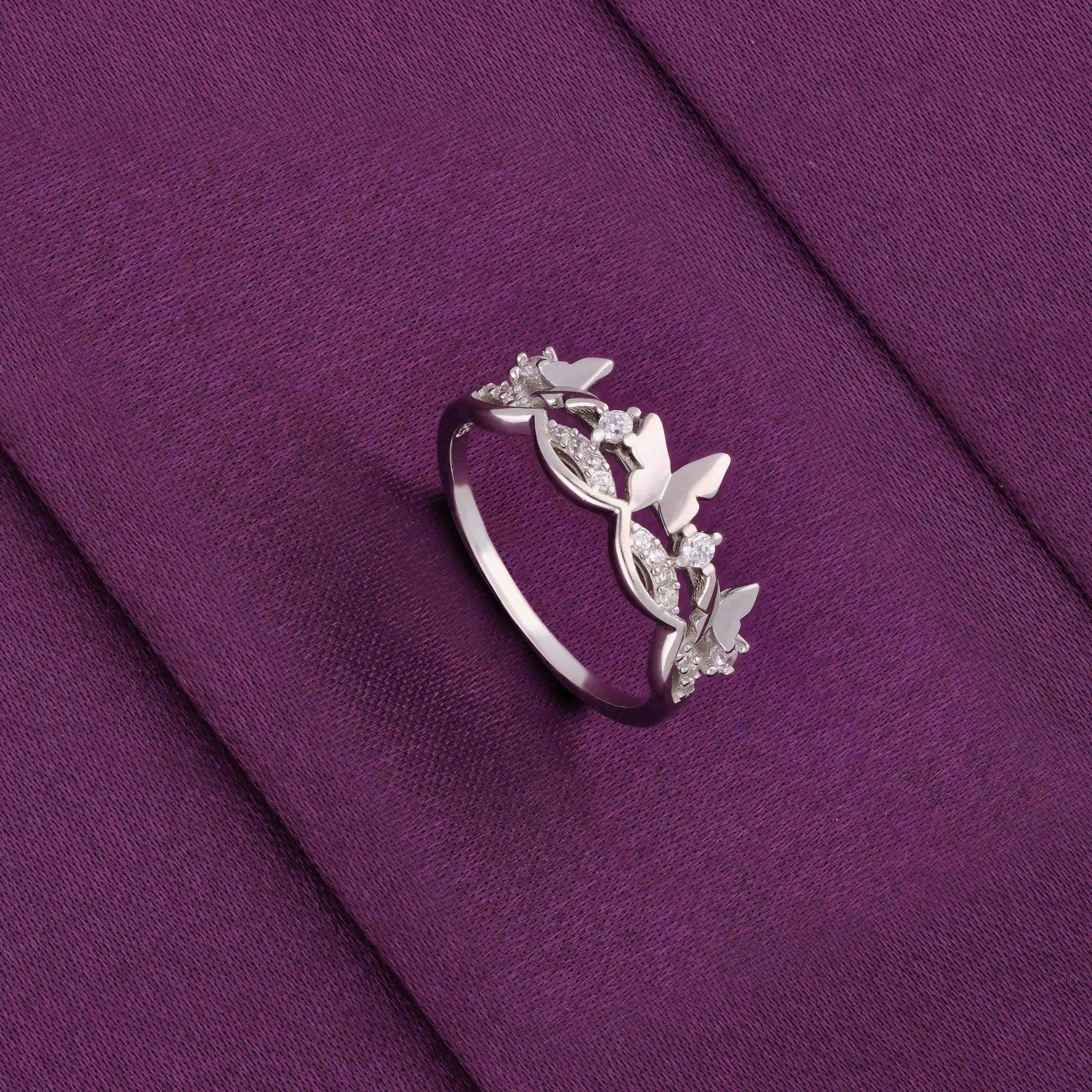 Dazzling Butterfly Silver Minimal Ring - Image 3