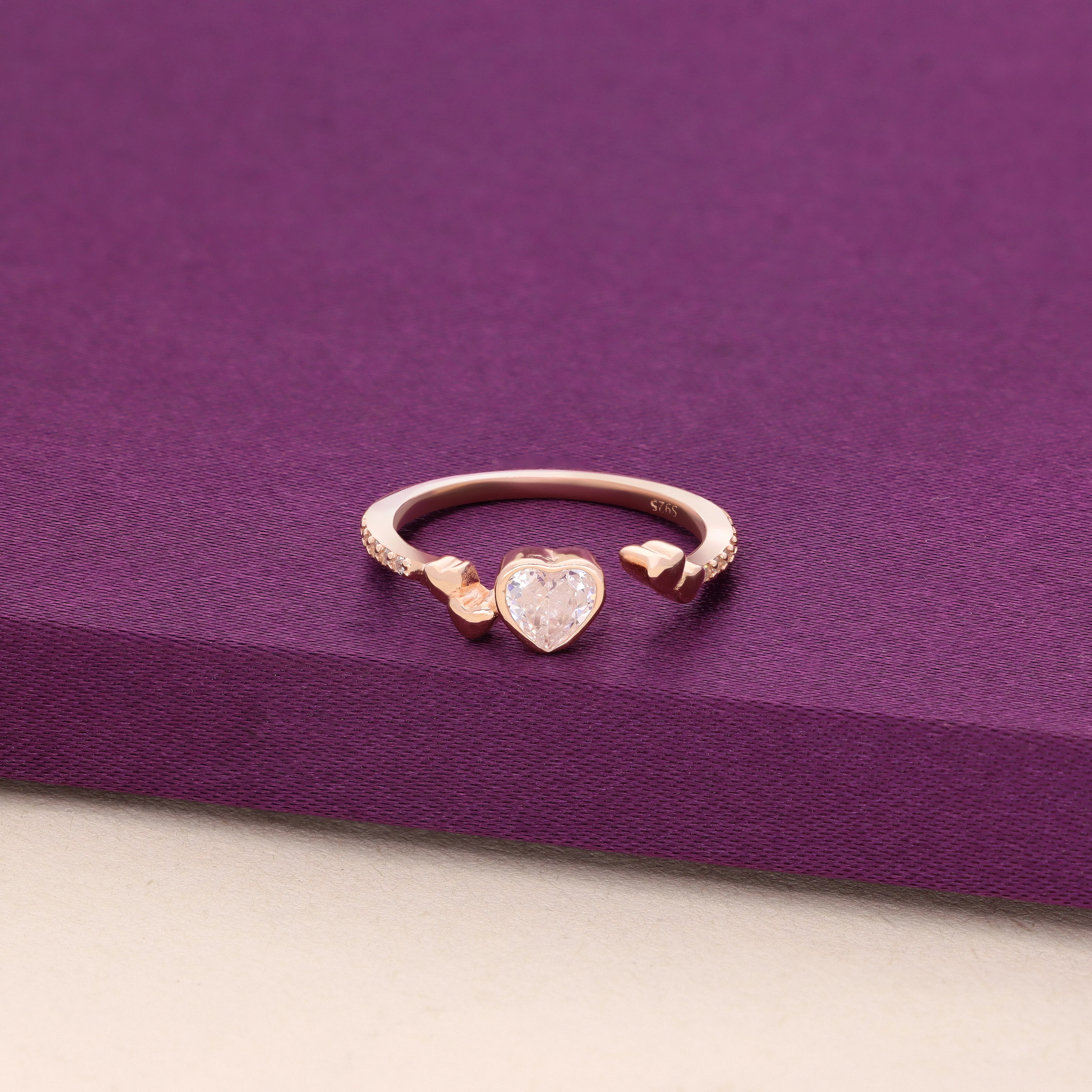 Sterling Silver Heart Ring Cubic Zirconia Ring - Image 2