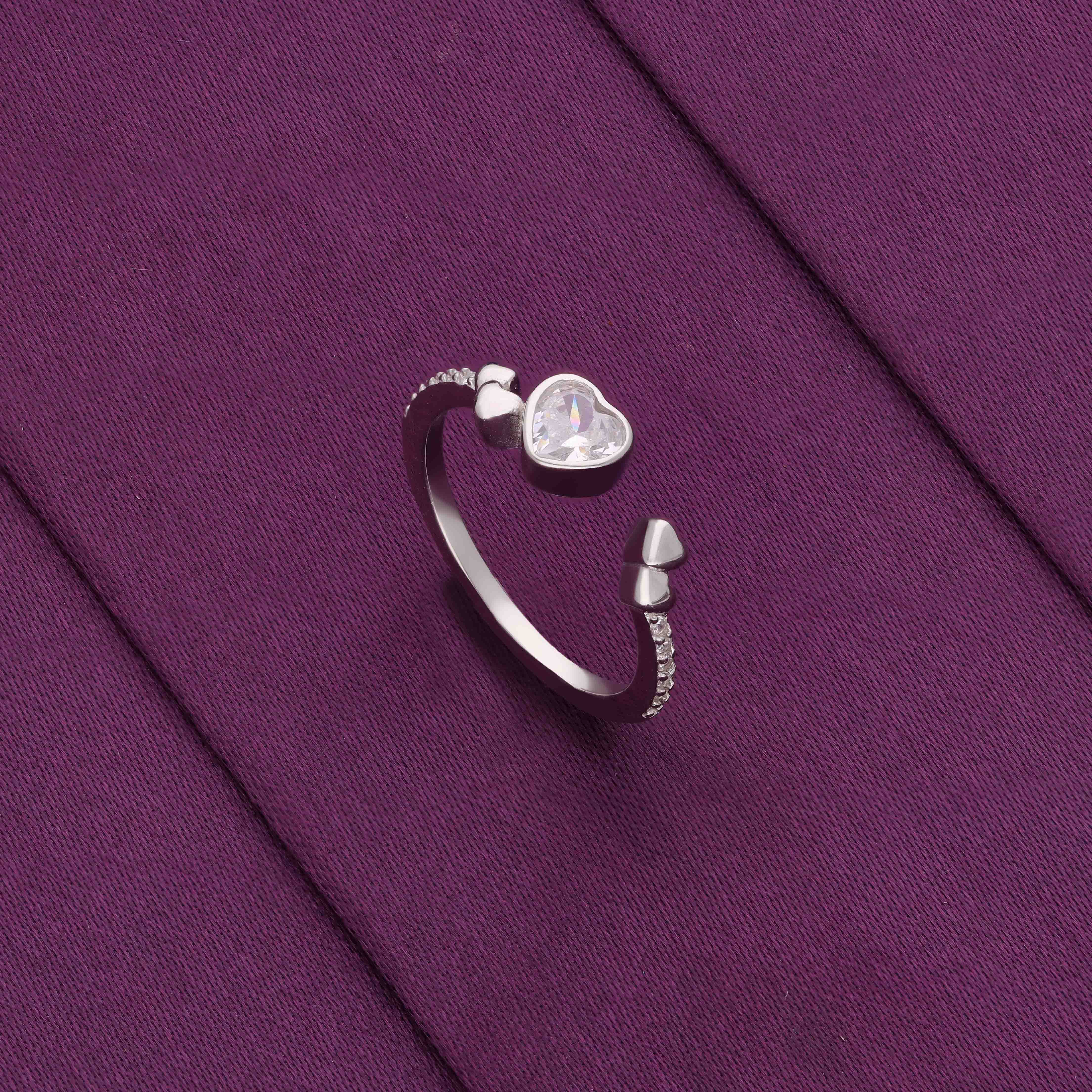 Sterling Silver Heart Ring Cubic Zirconia Ring - Image 3