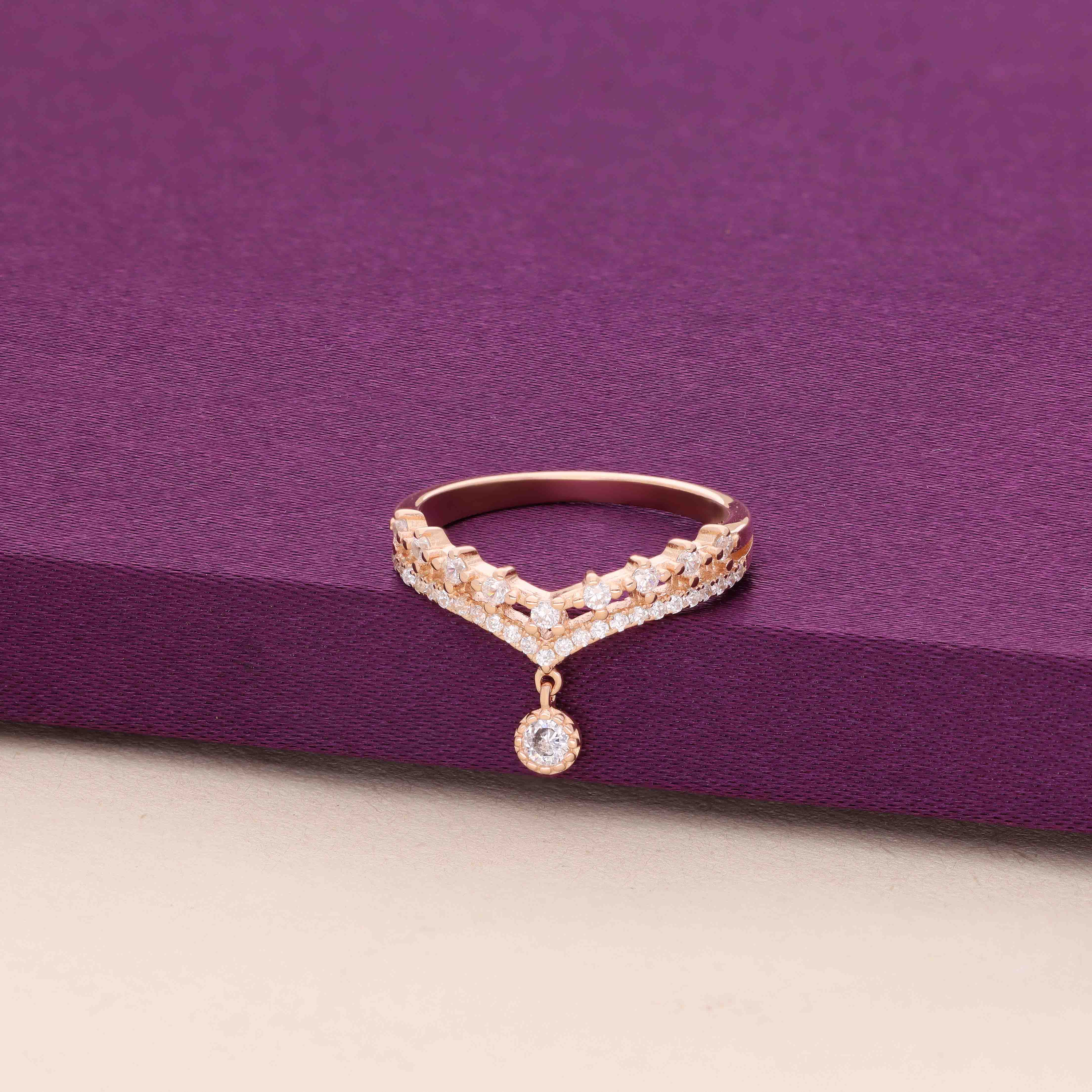 Crystal Crown Drop Minimal Ring - Image 2