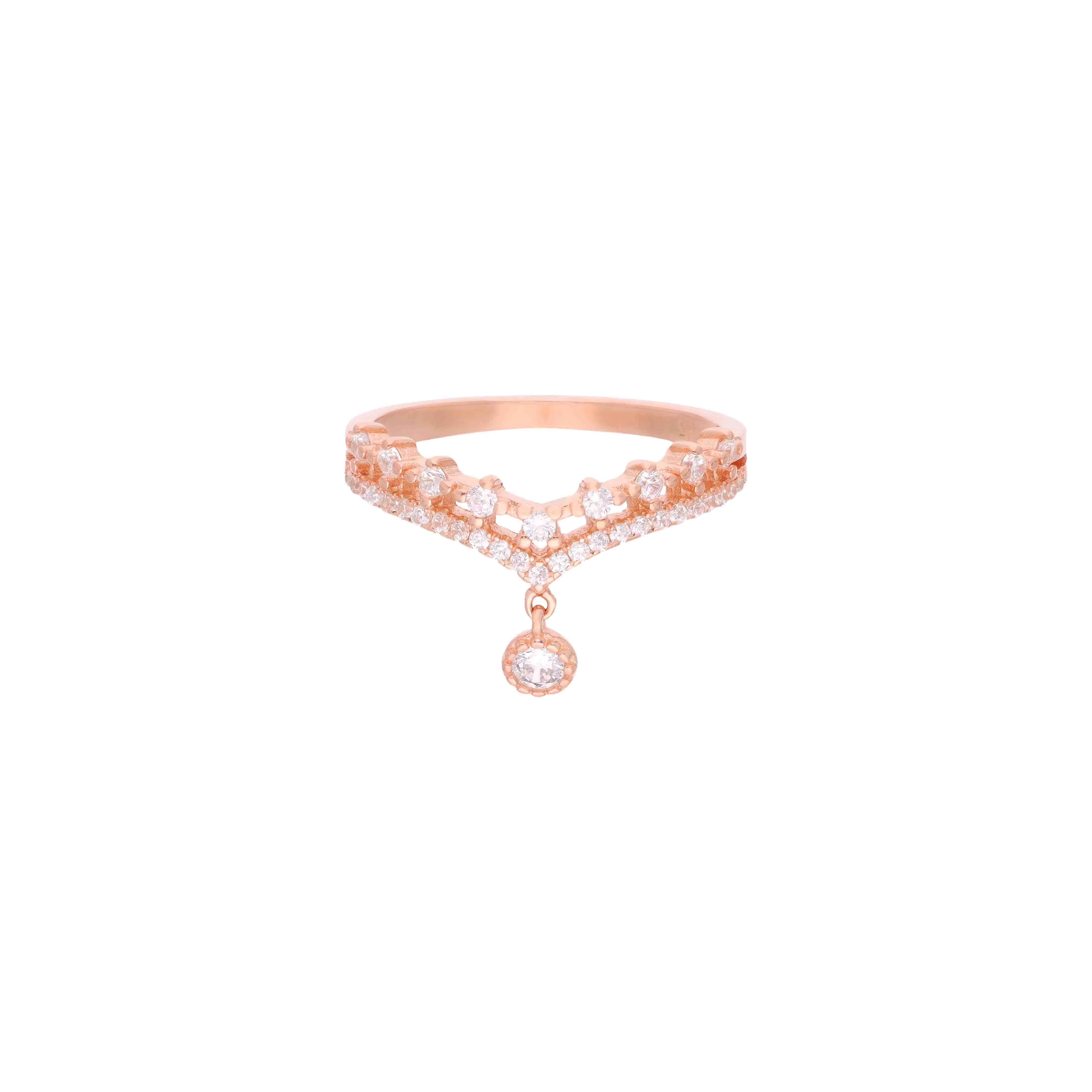 Crystal Crown Drop Minimal Ring - Image 4