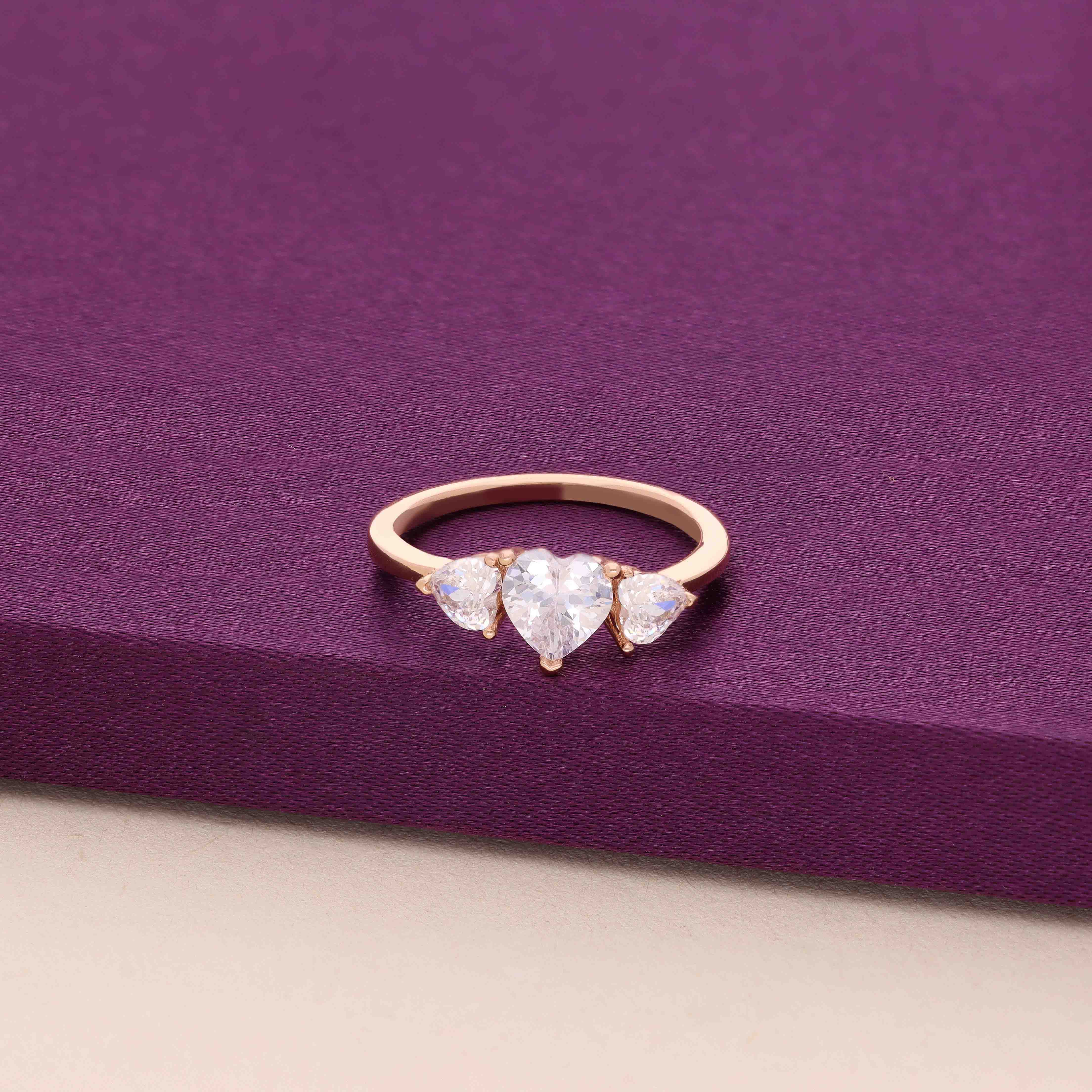 Sterling Silver Triple Heart Sparkle Ring - Image 2