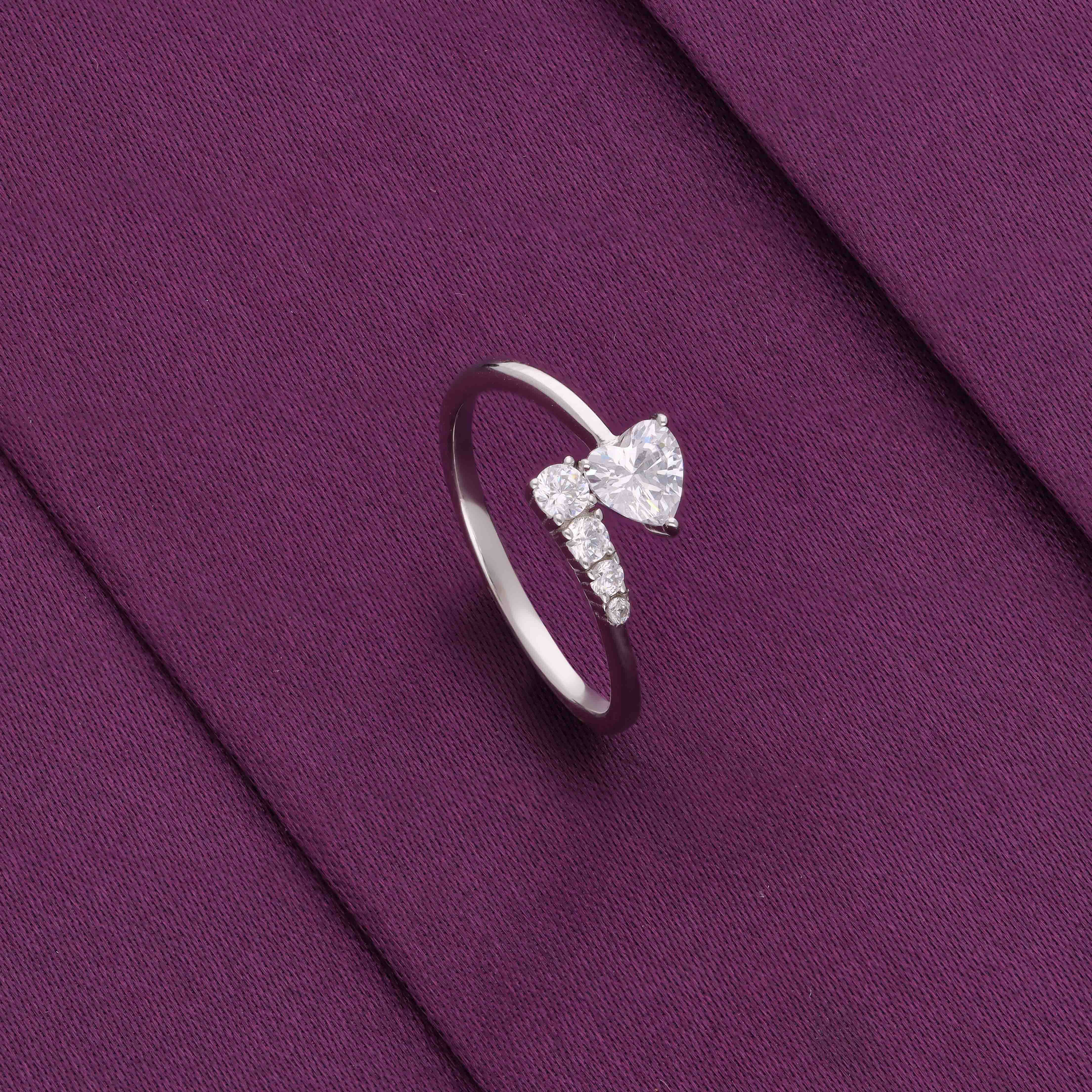 Aurora Heart Minimal Siler Ring - Image 3