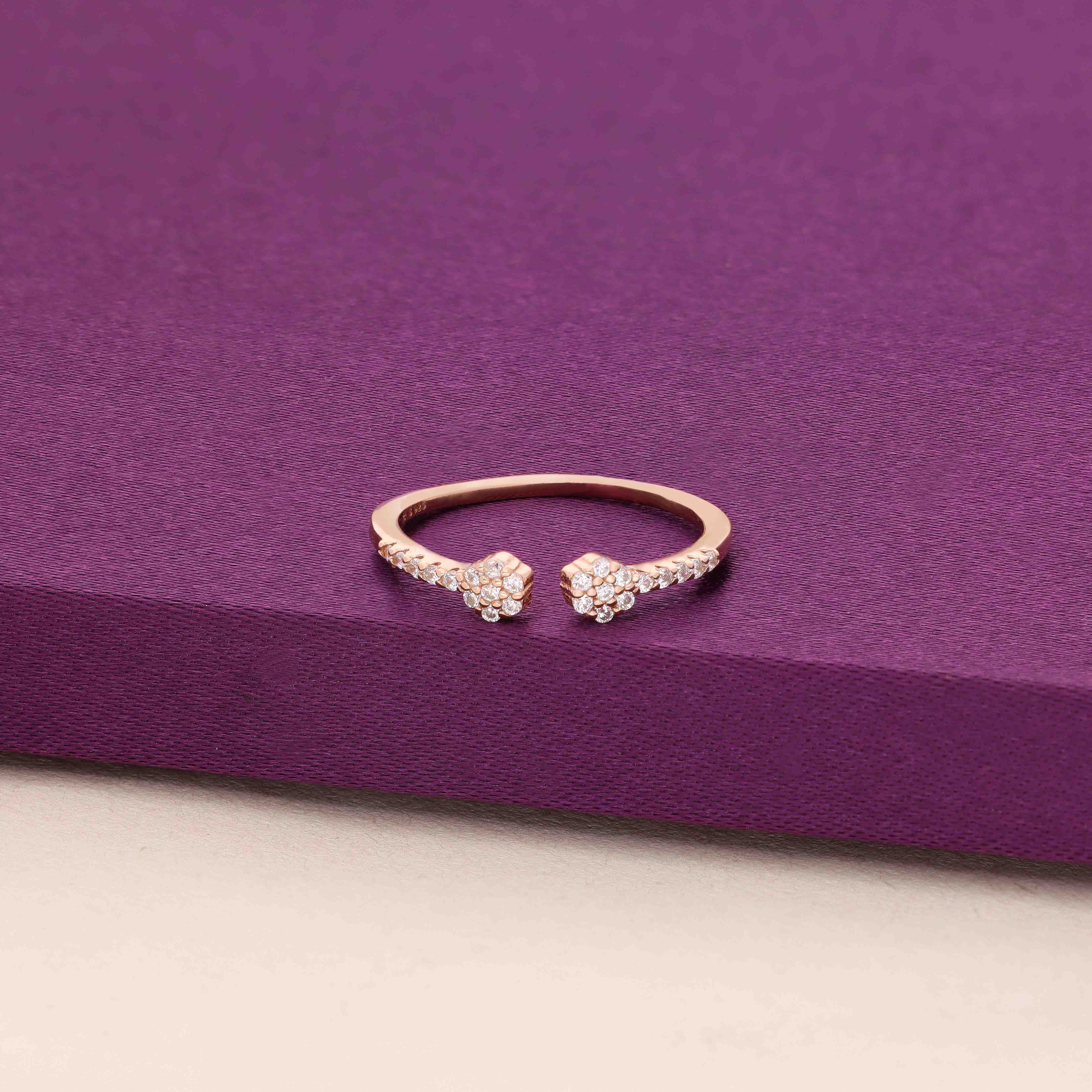 Twin Glow Petal Hug Silver Ring - Image 2