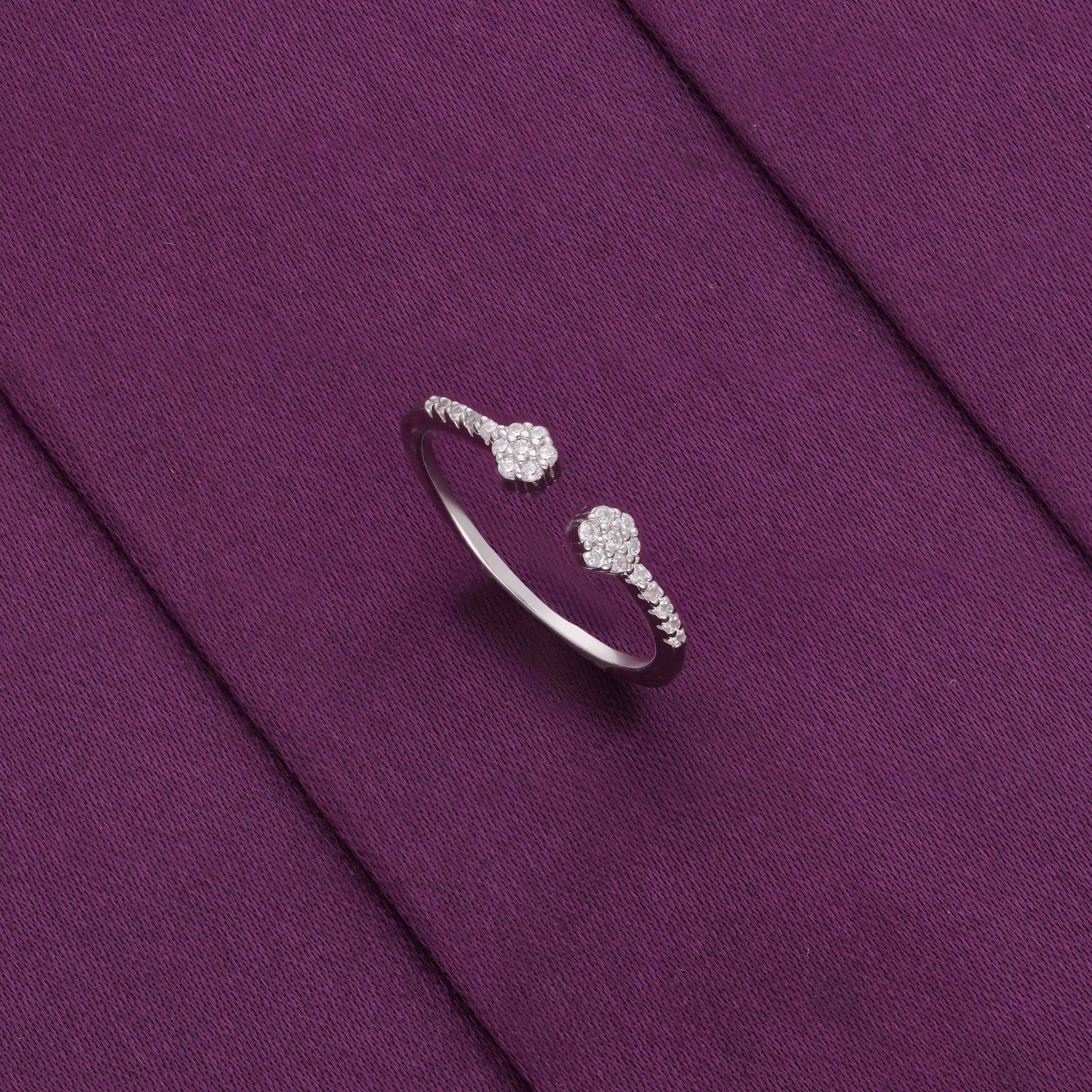 Twin Glow Petal Hug Silver Ring - Image 3