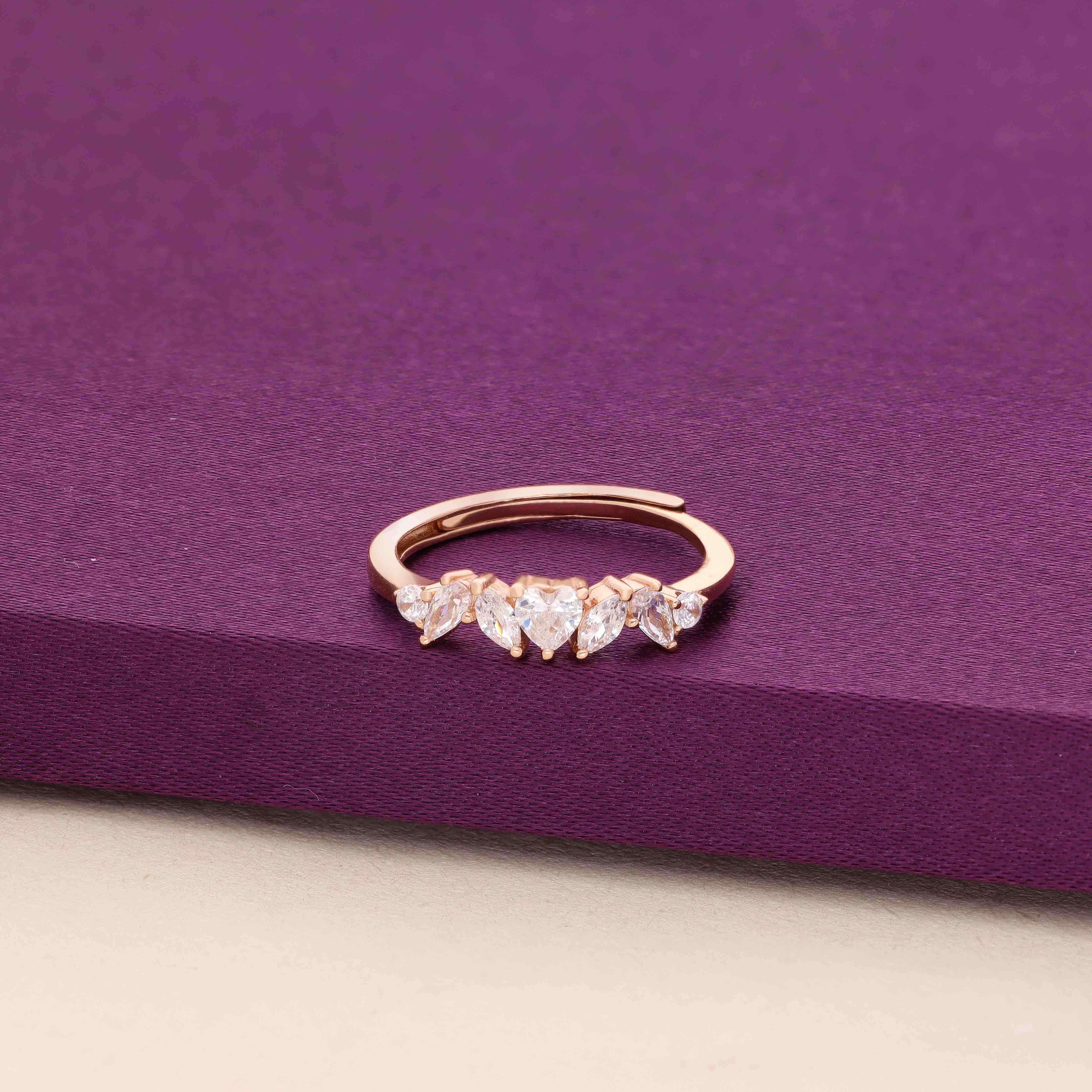 Heart Solitaire Adjustable Minimal Ring - Image 2