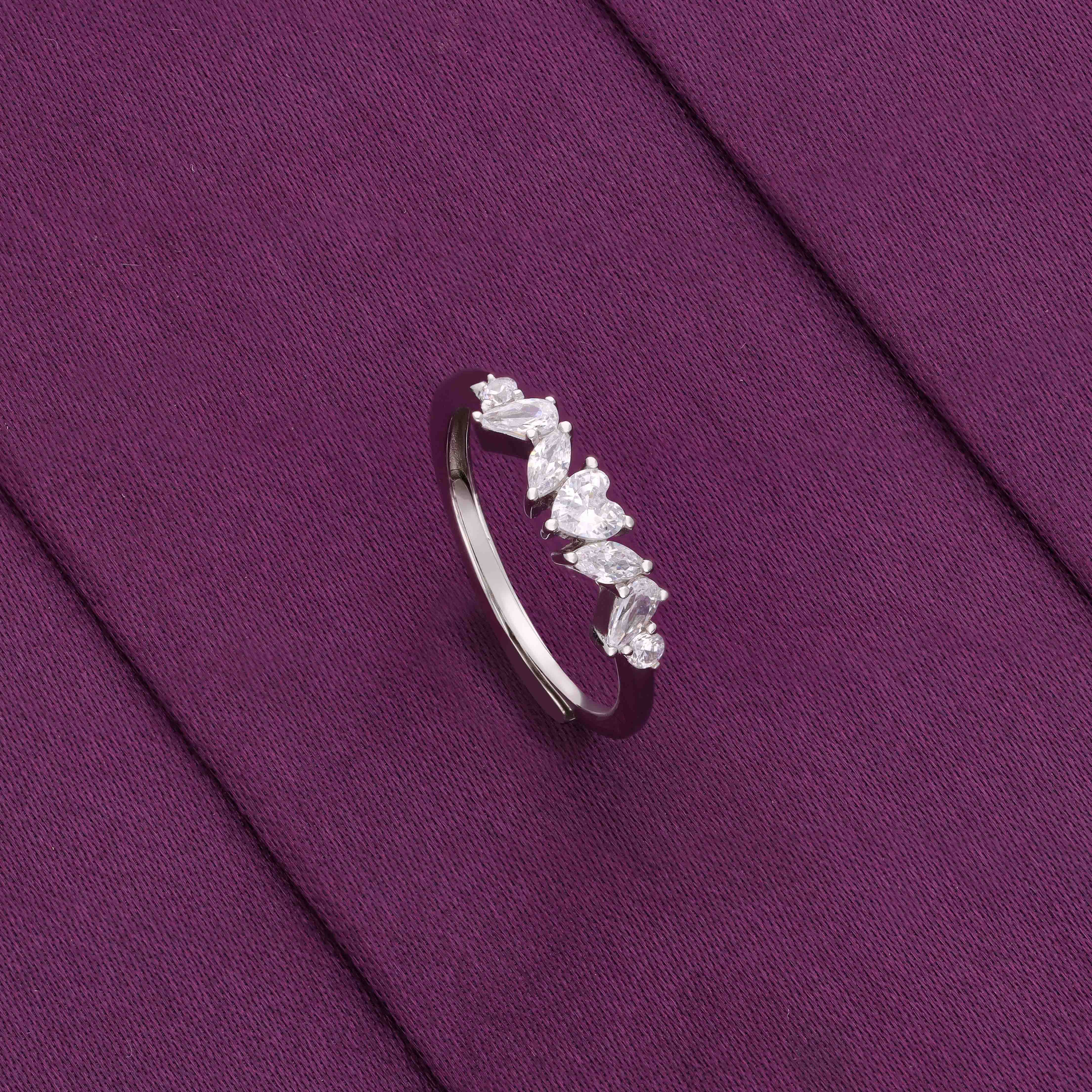 Heart Solitaire Adjustable Minimal Ring - Image 3