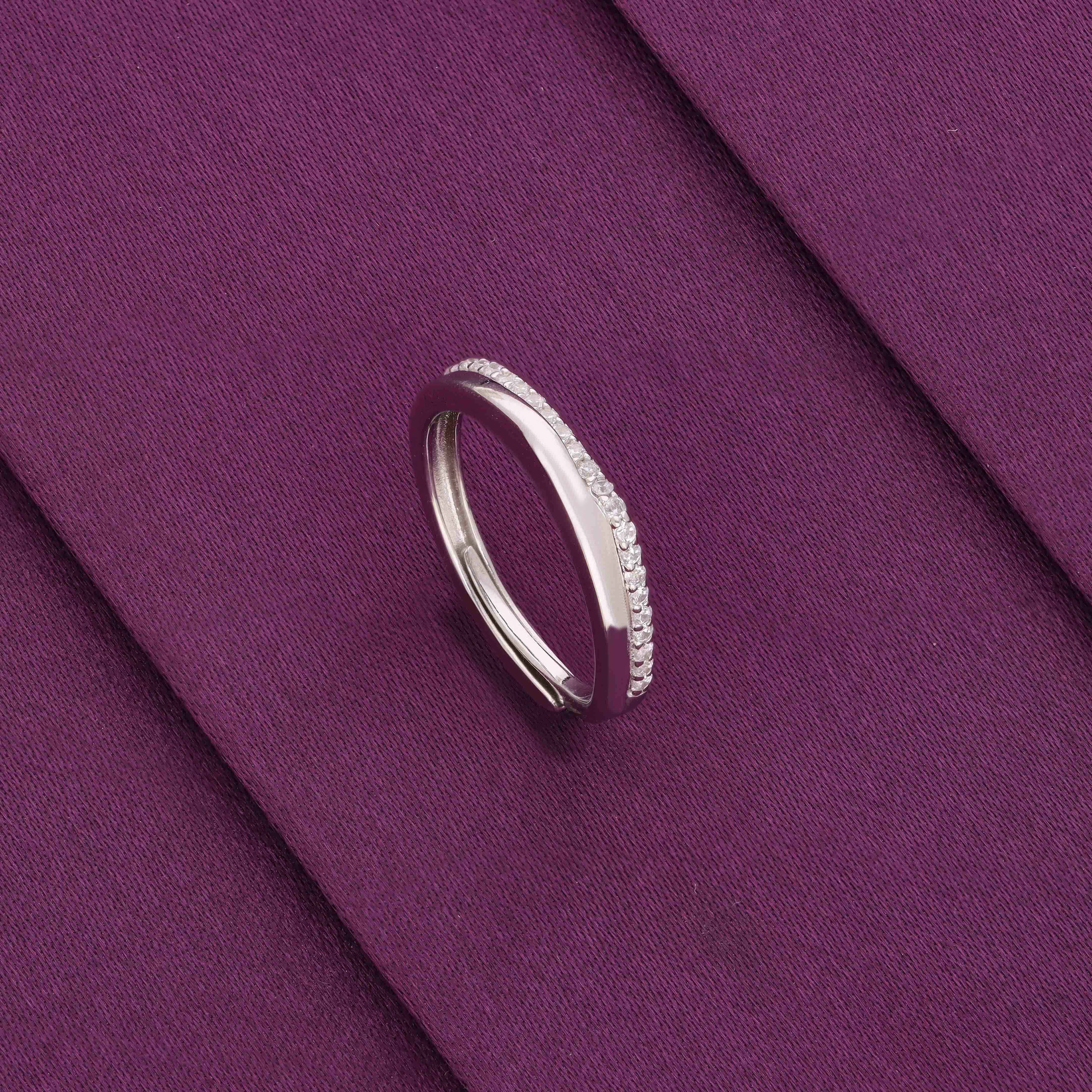 Sterling Silver Diamond Eternity Adjustable Band Ring - Image 3