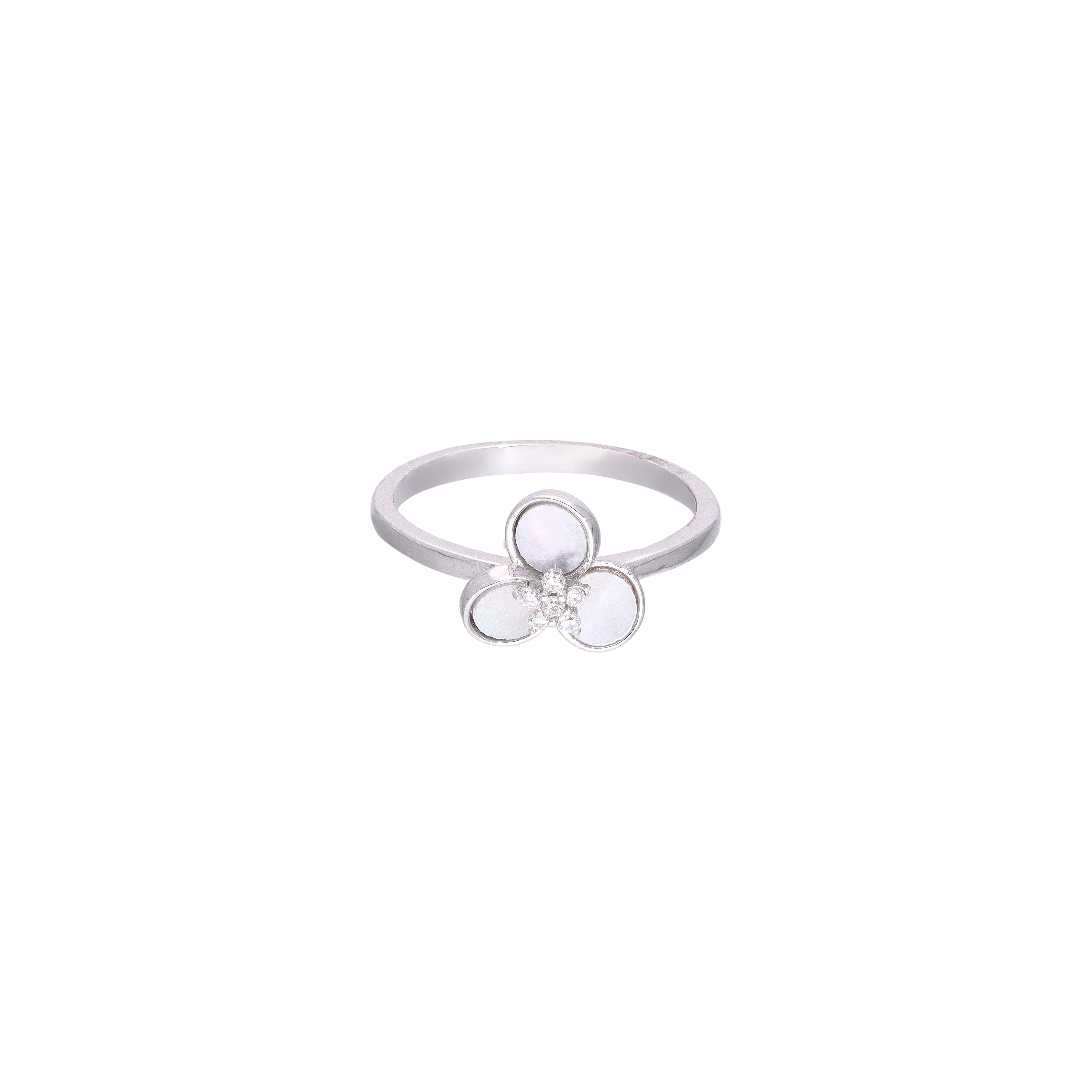 Sterling Mother of Pearl Clover Silver Ring - Image 3