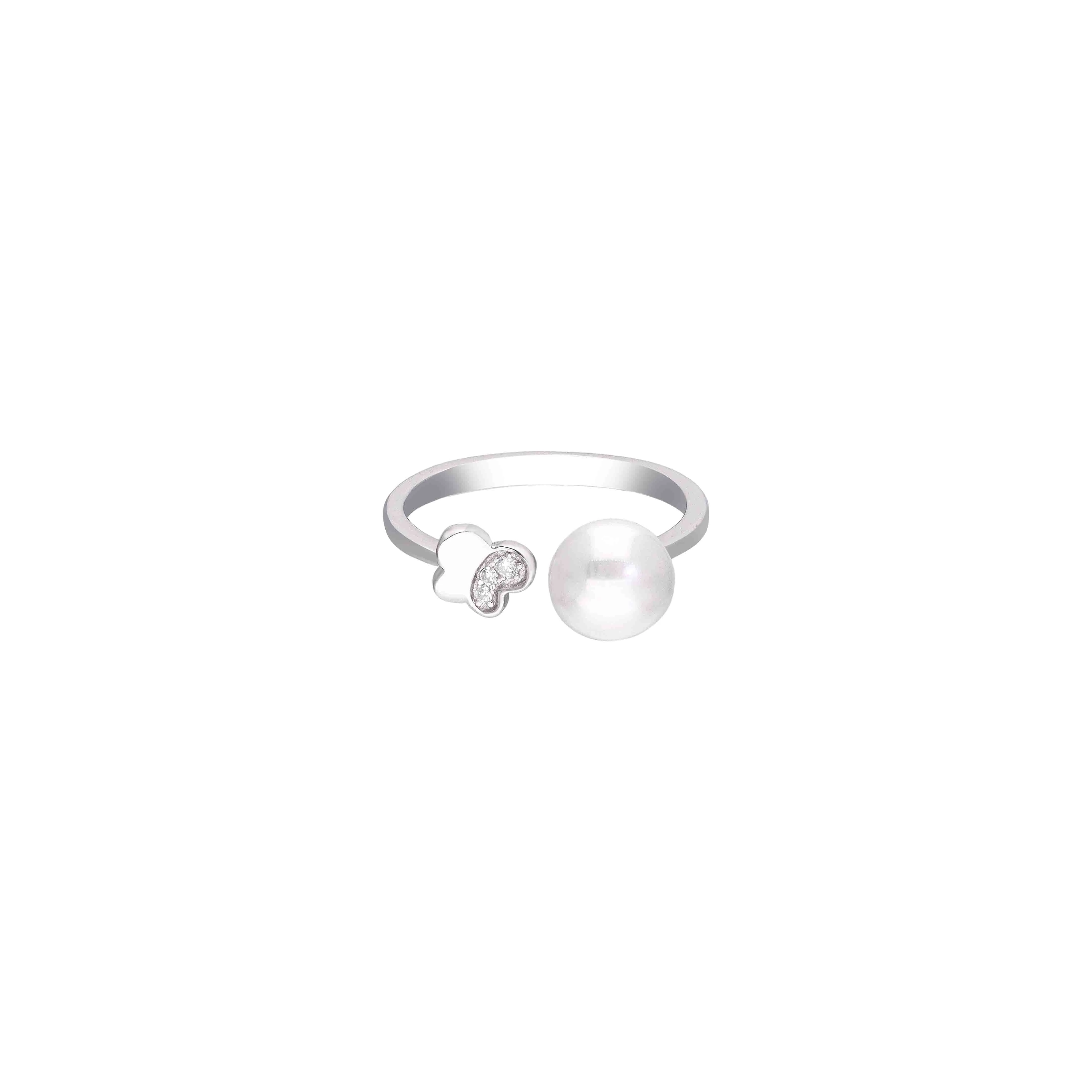 Sterling Silver Pearl & Butterfly Adjustable Ring - Image 3