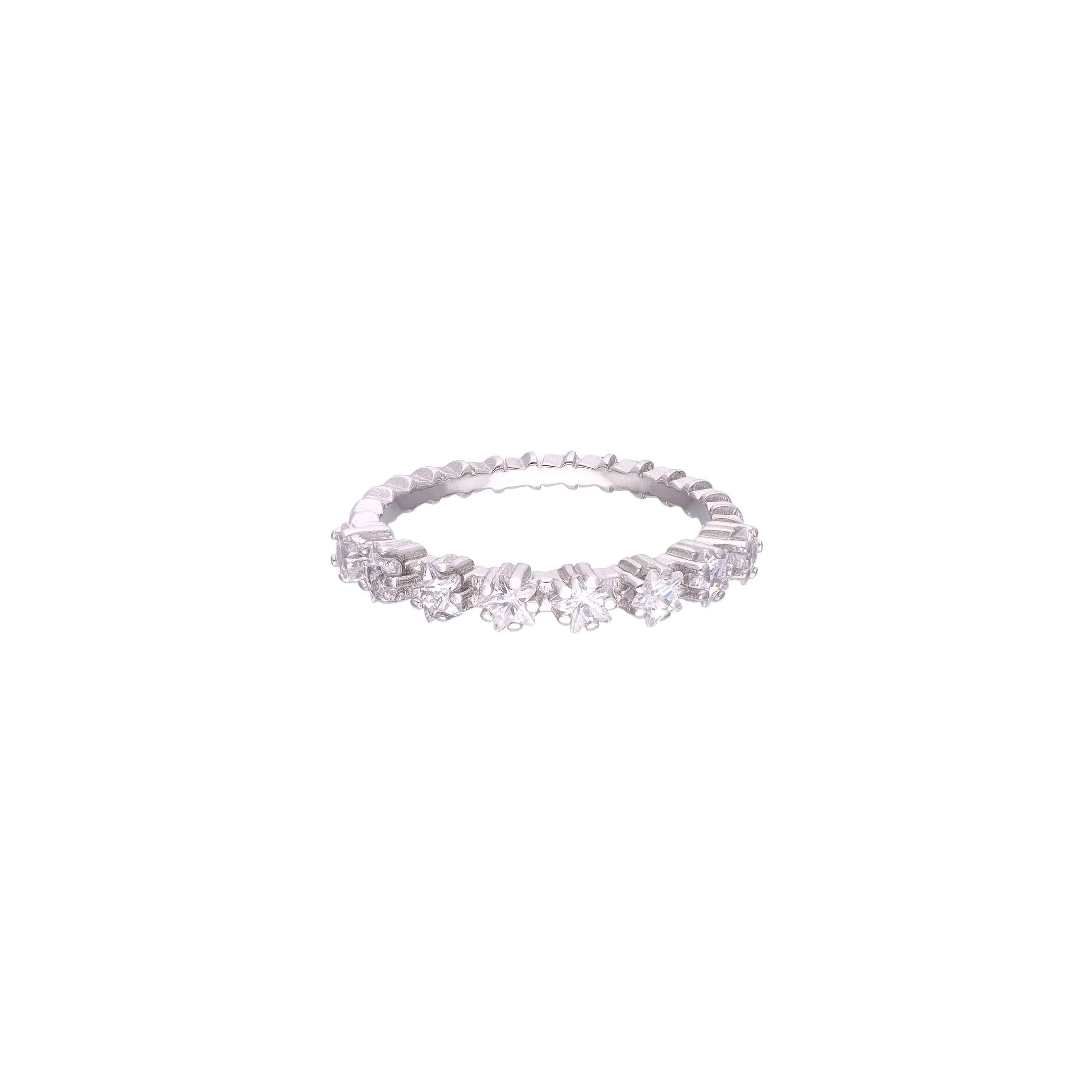 Sparkling Floral Silver Ring - Image 3