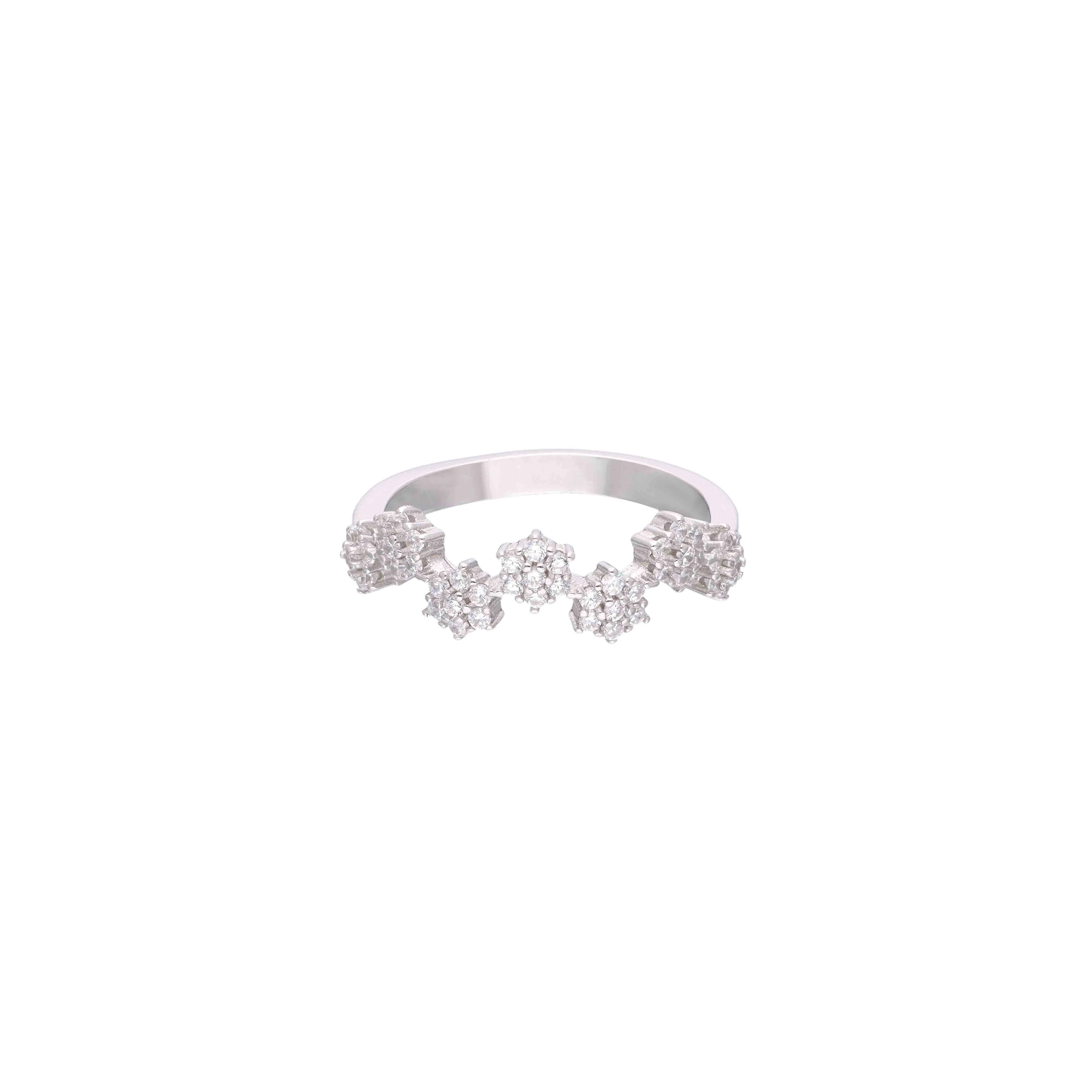 Sterling Silver Blossom Floral Cluster Ring - Image 3