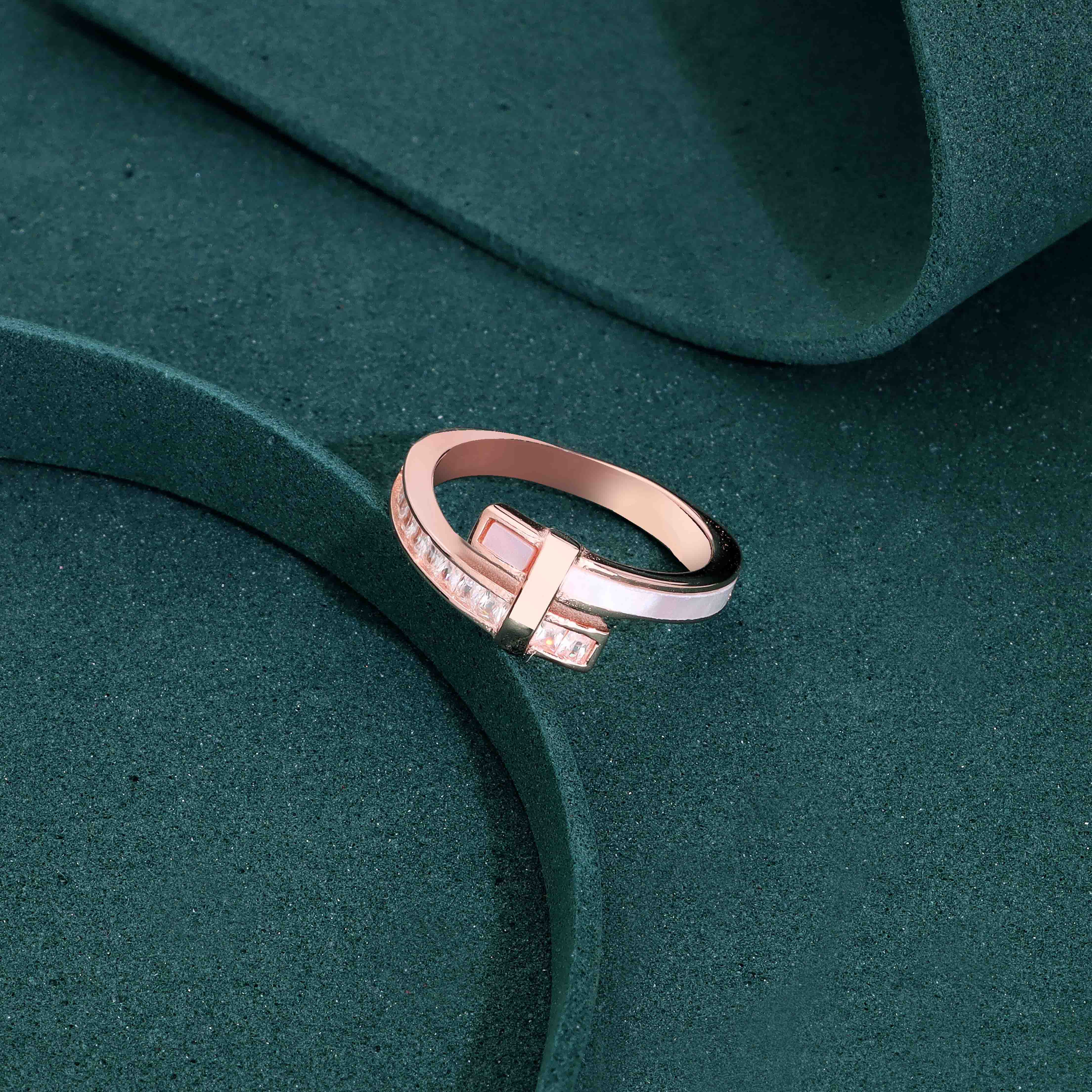Sterling Silver Modern Baguette Cut Crossover Ring - Image 2