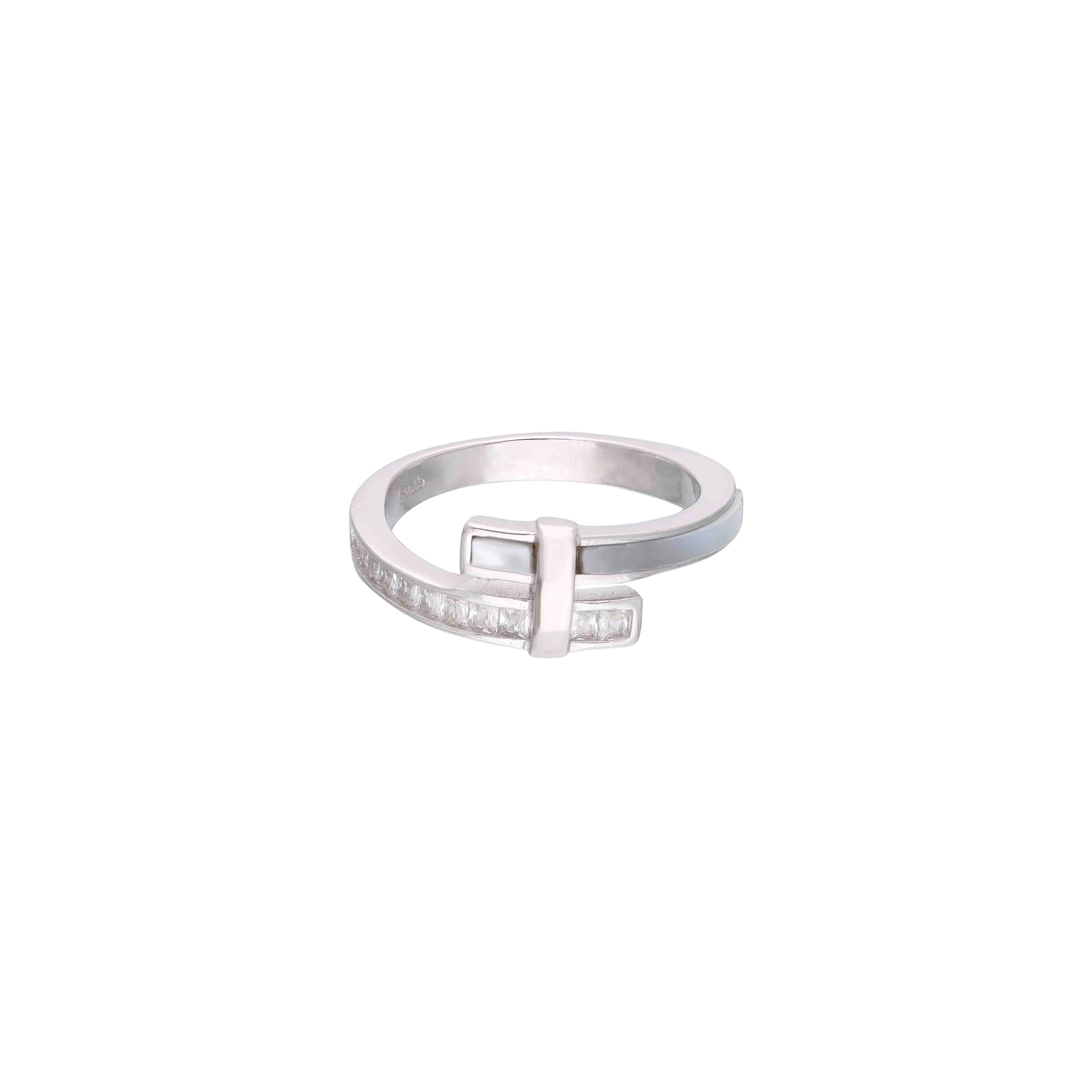 Sterling Silver Modern Baguette Cut Crossover Ring - Image 3
