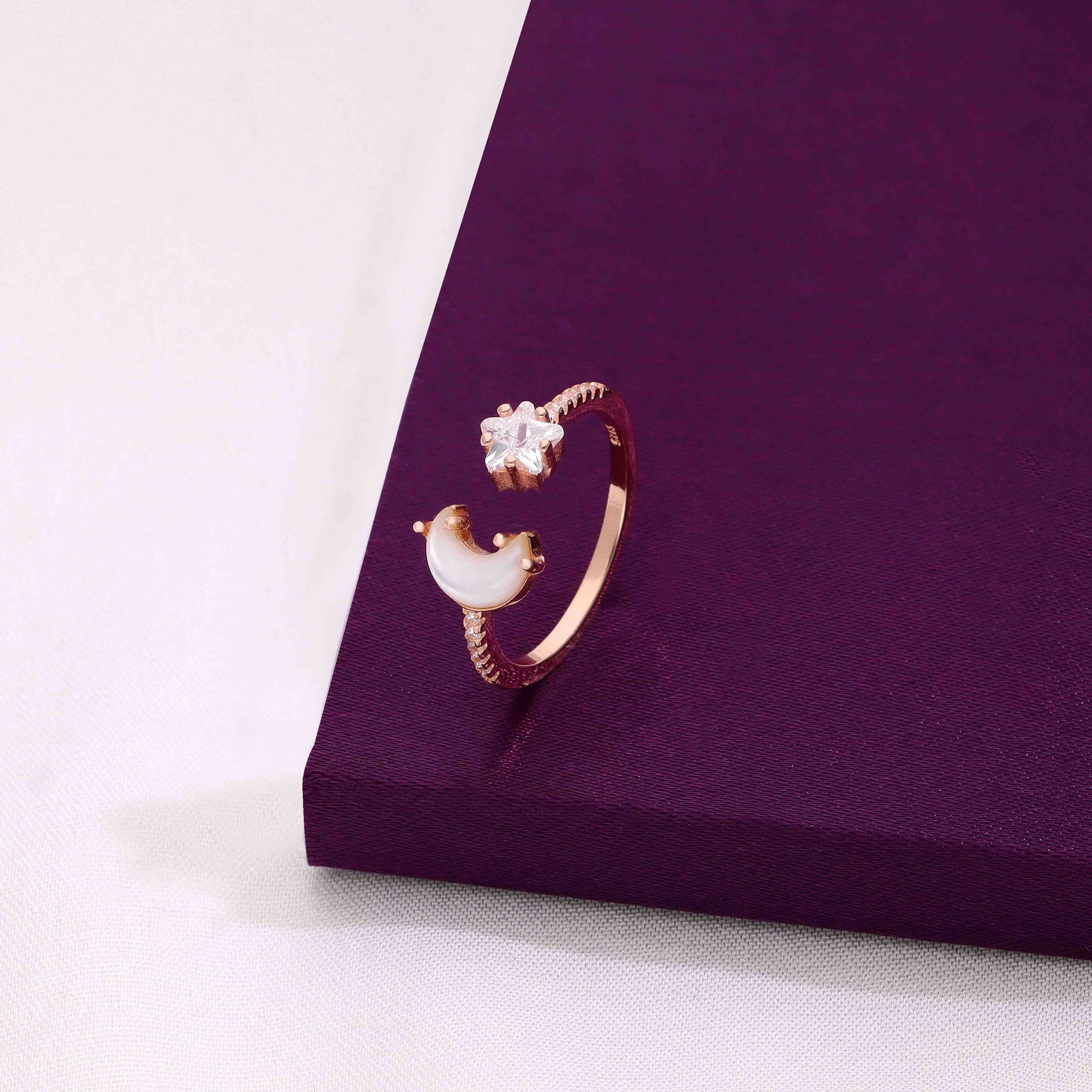 Sterling Silver Crescent Moon & Star Ring - Image 2