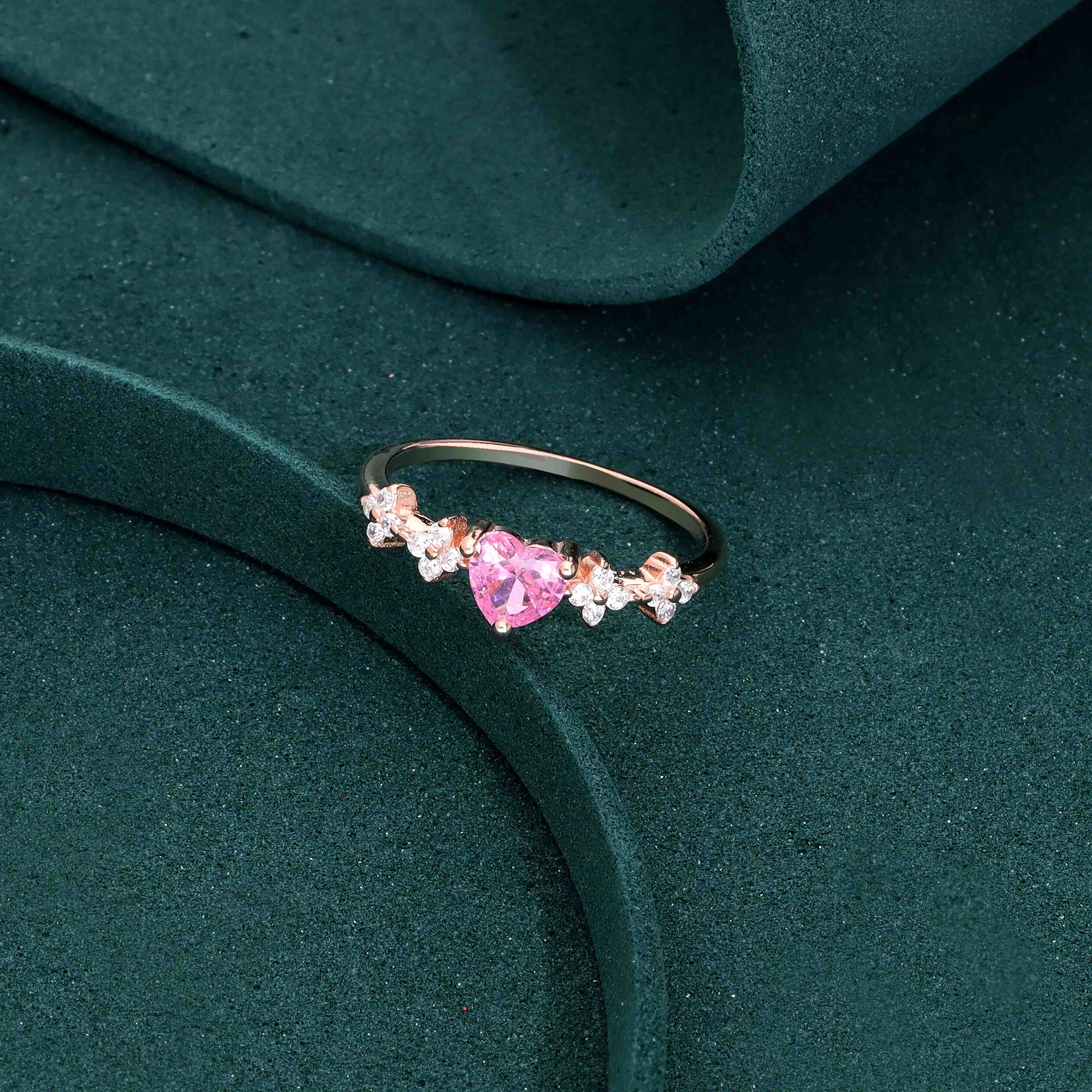 Heart-Shaped Pink Sapphire Silver Ring - Image 2