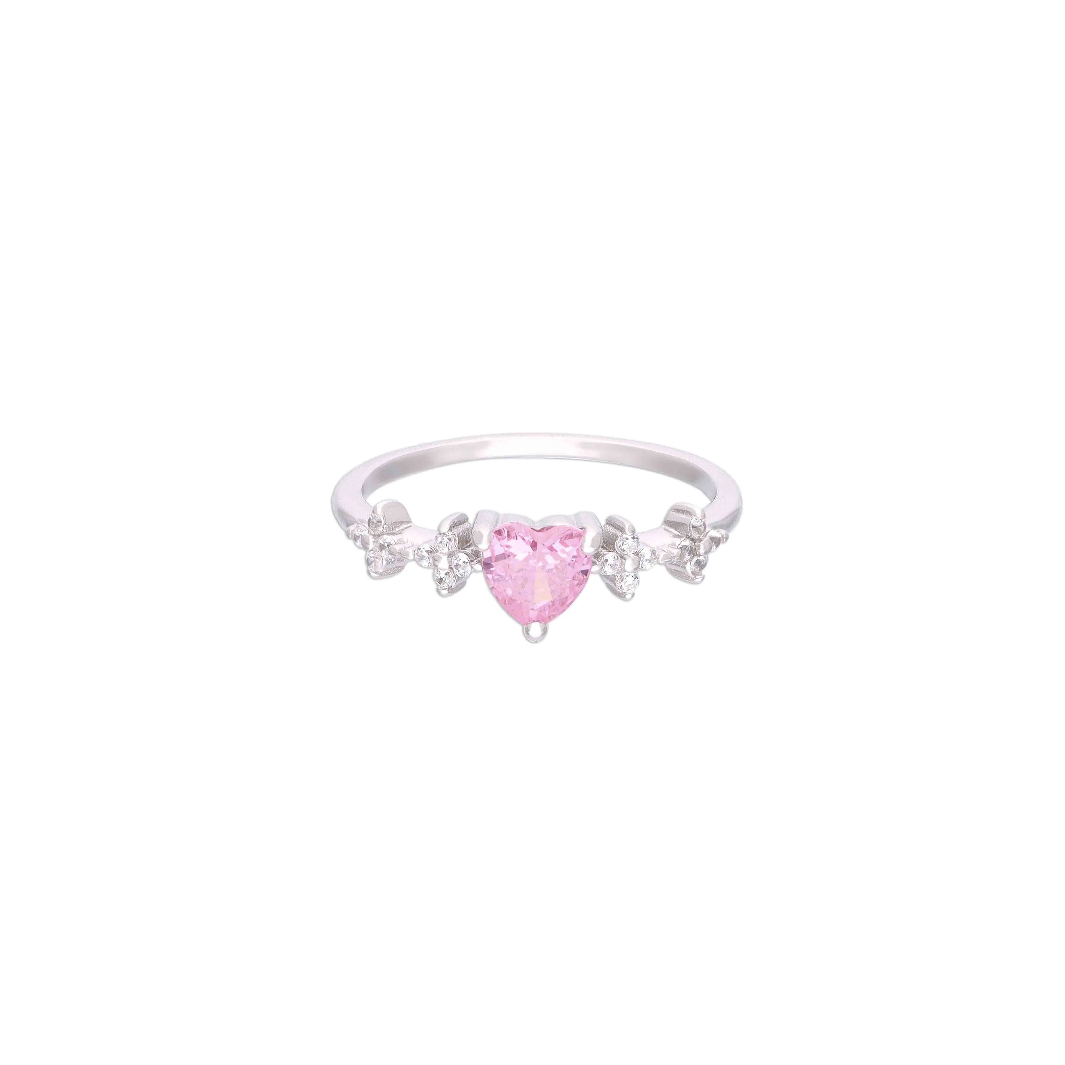 Heart-Shaped Pink Sapphire Silver Ring - Image 3