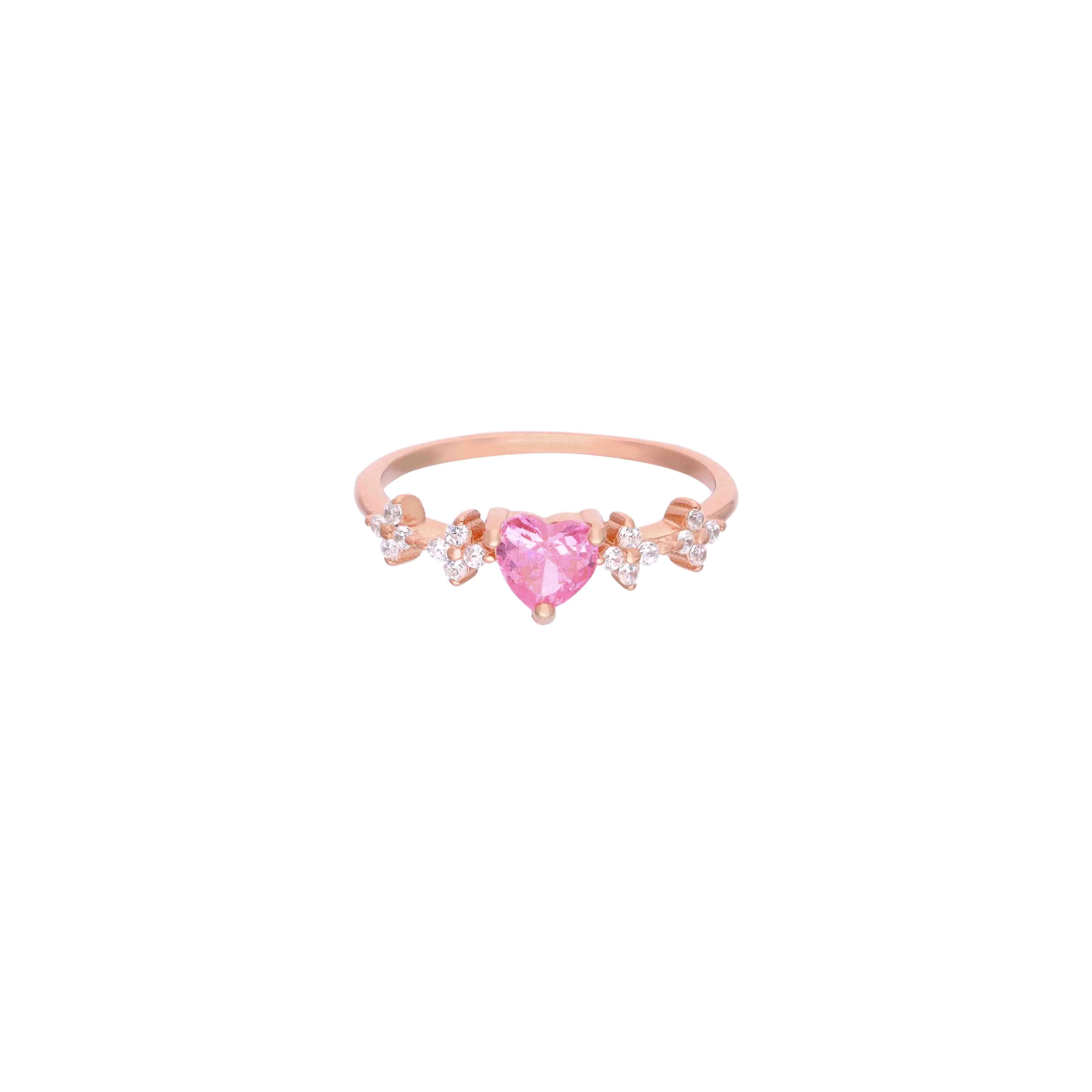 Heart-Shaped Pink Sapphire Silver Ring - Image 4