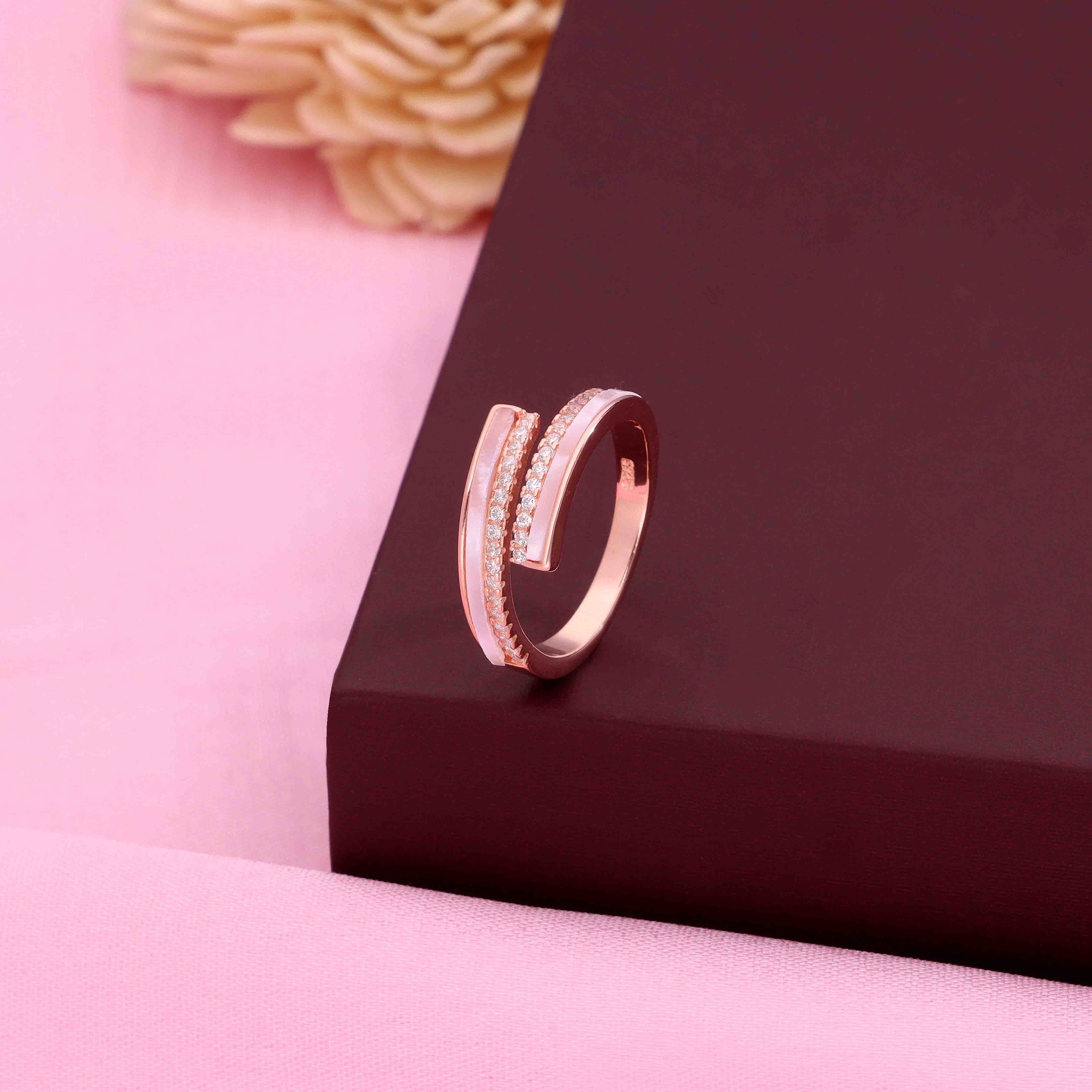 Elegant Sparkling Crystals Silver Ring - Image 2