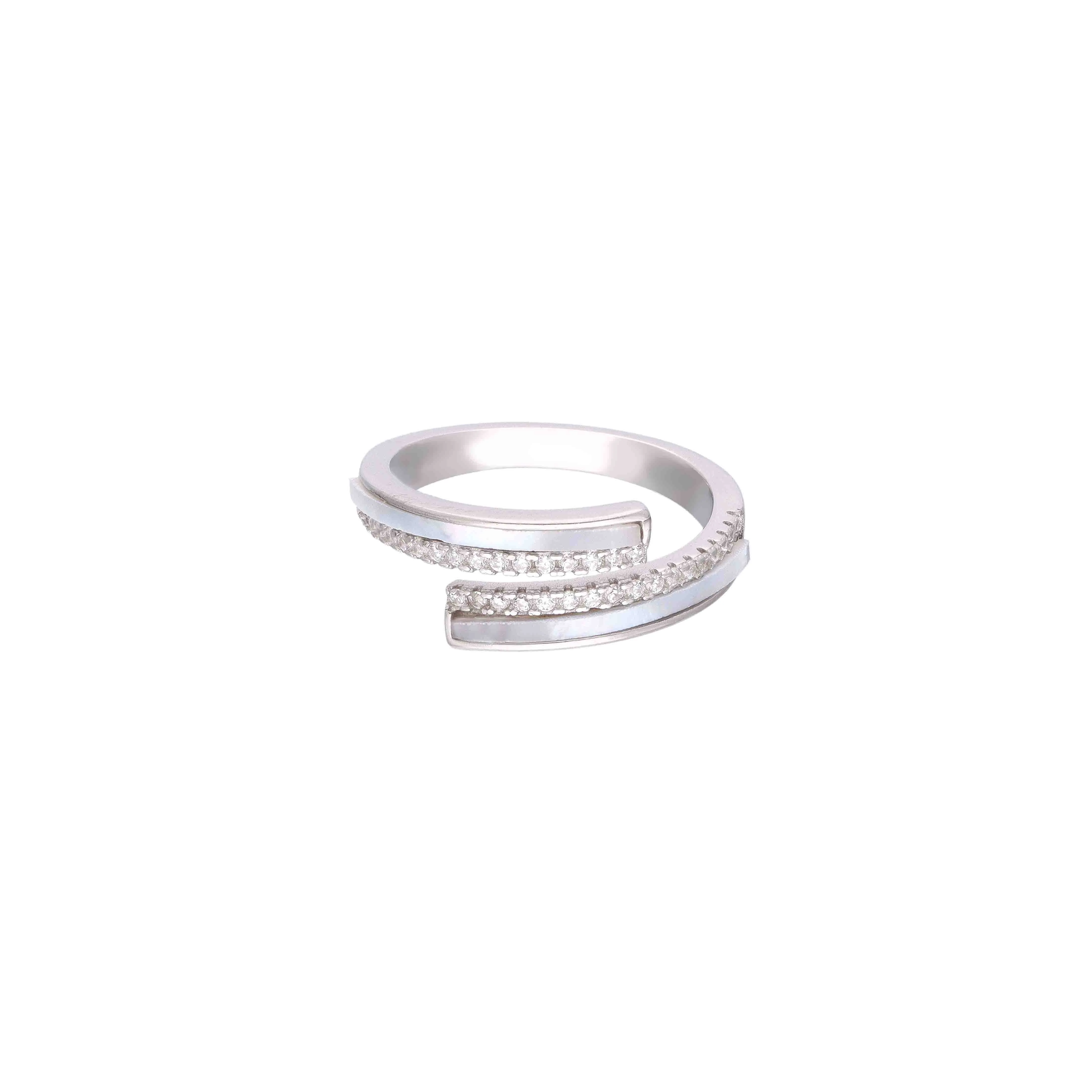 Elegant Sparkling Crystals Silver Ring - Image 3