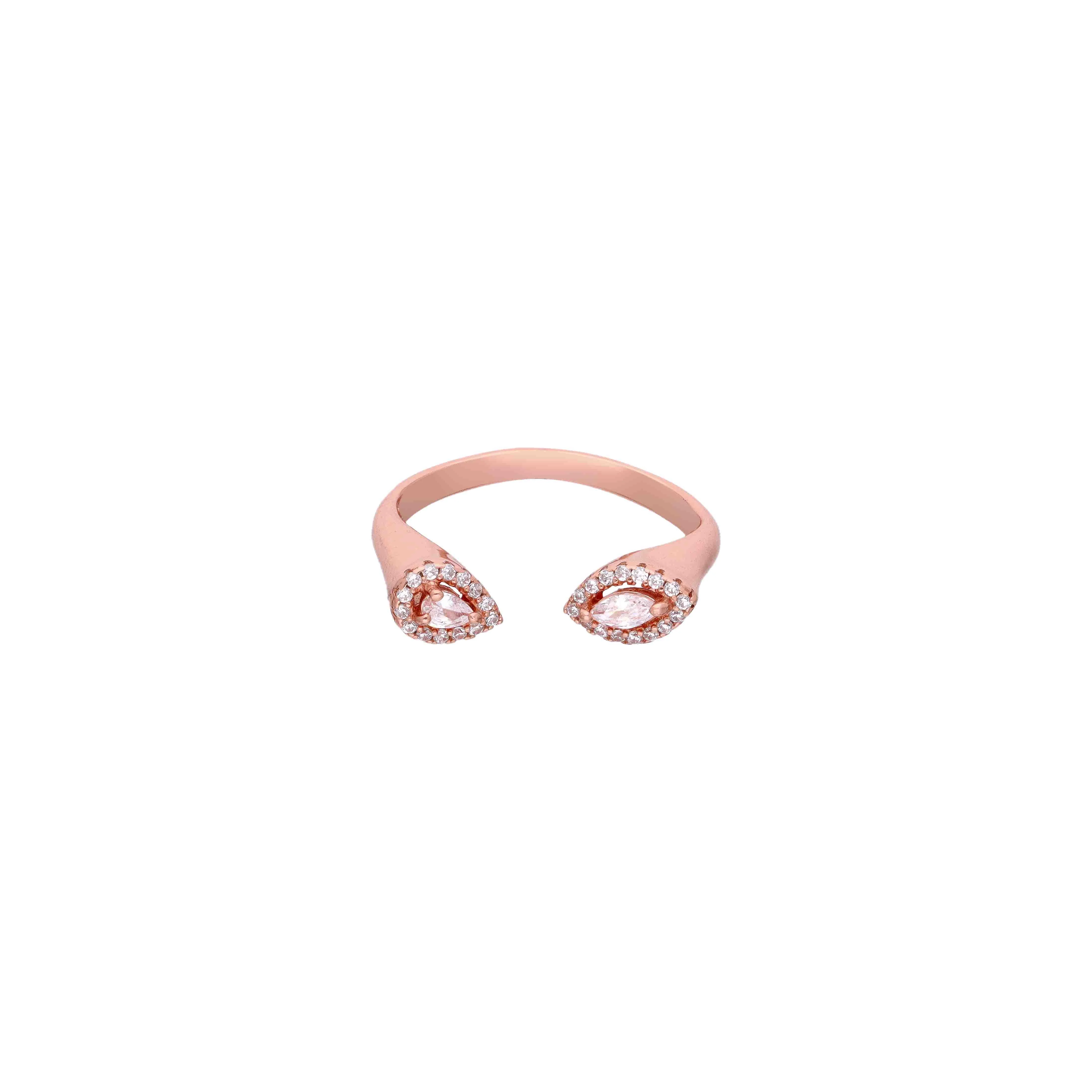 Twin Teardrop Adjustable Silver Ring - Image 4