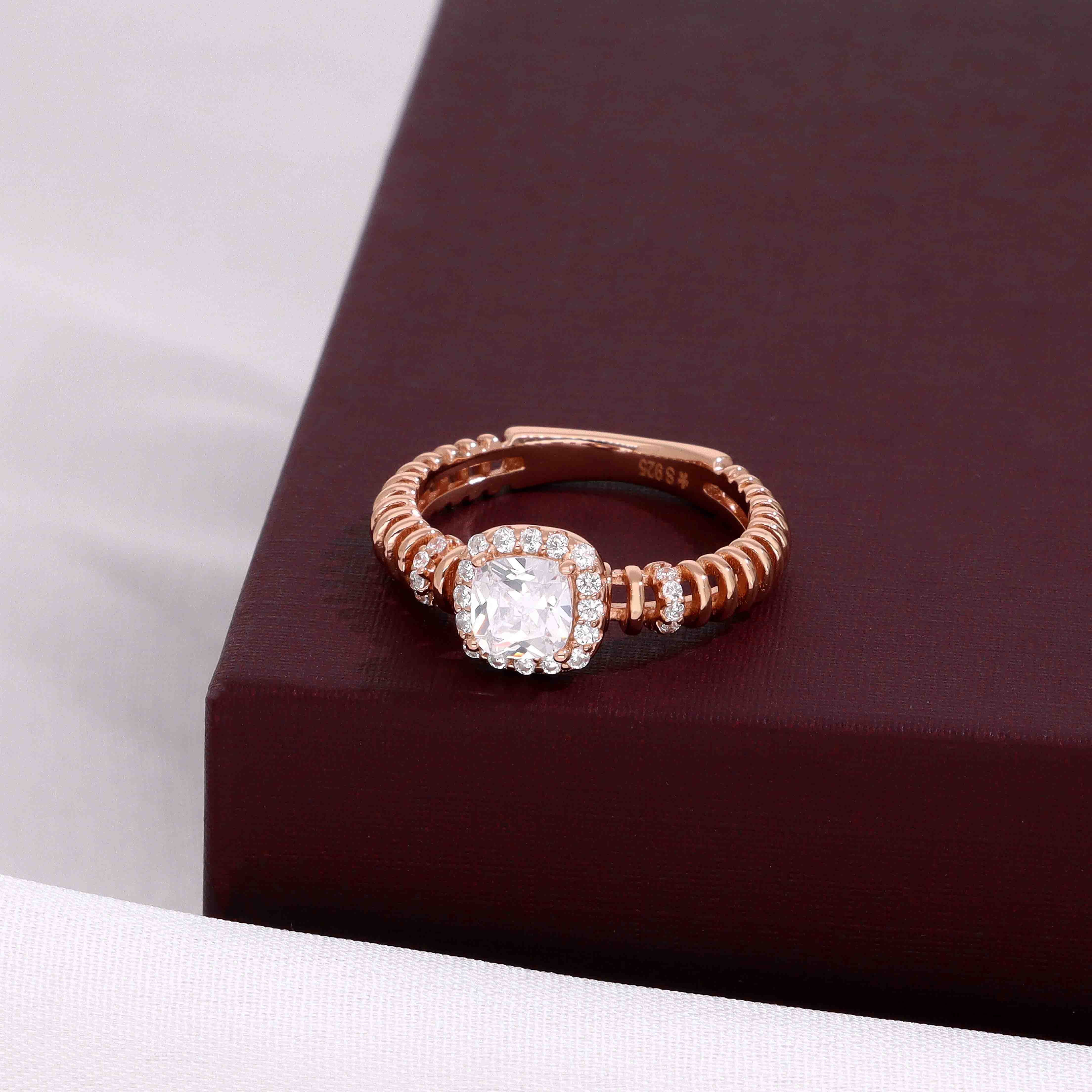 Cushion Sparkle Sterling Silver Solitaire Ring - Image 2